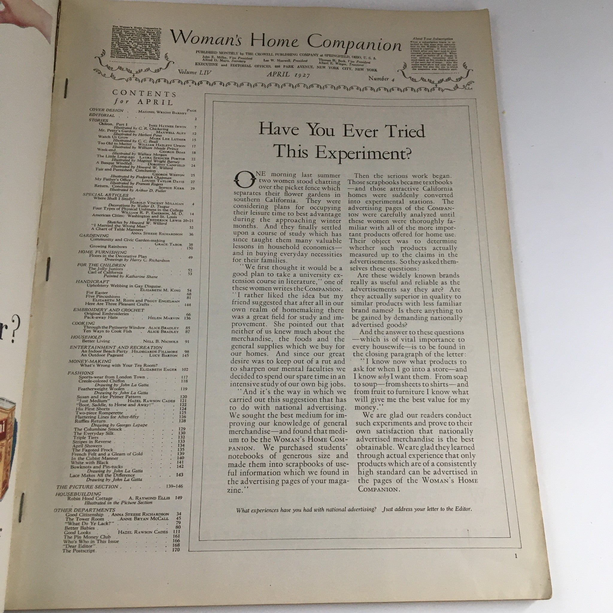 VTG Woman's Home Companion April 1927 The 4-Types of Physical Unfitness College