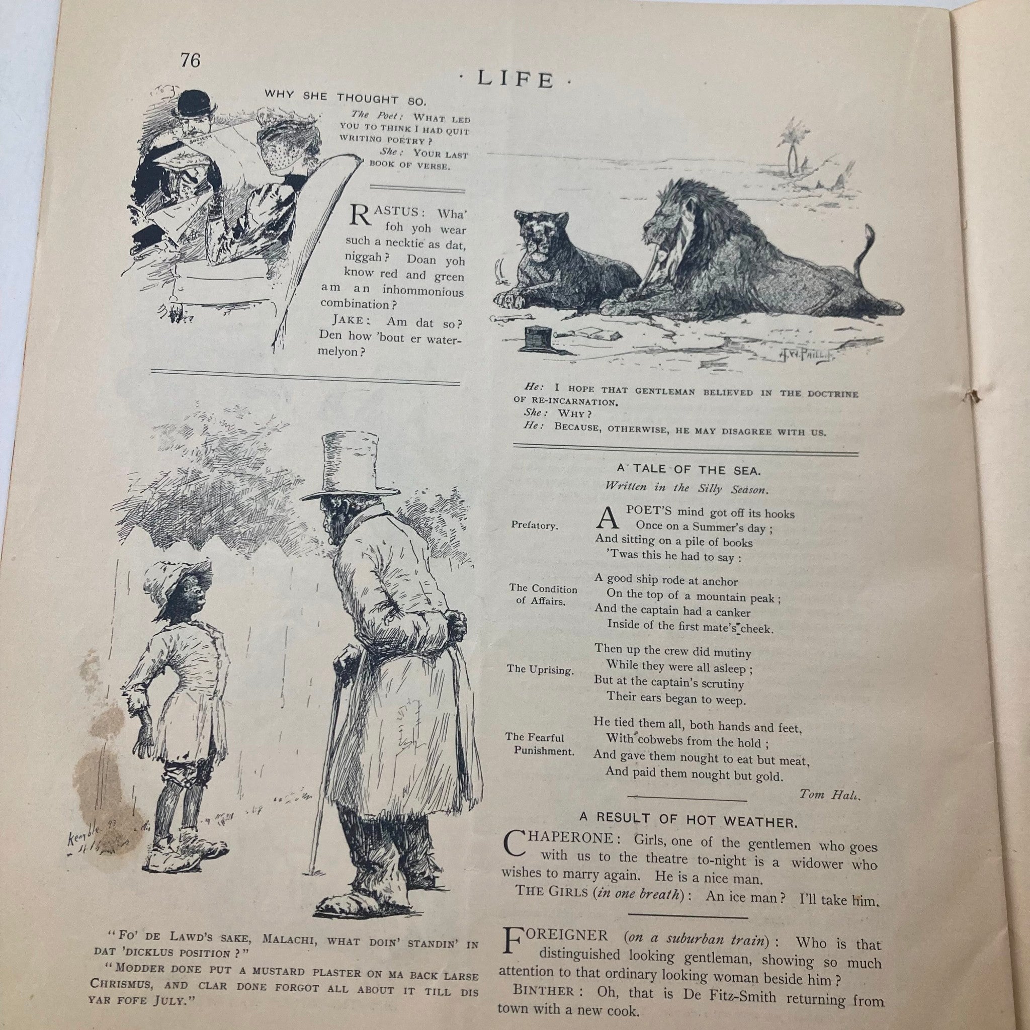 VTG Life Magazine August 3 1893 Vol 22 No. 553 As He Understands It No Label