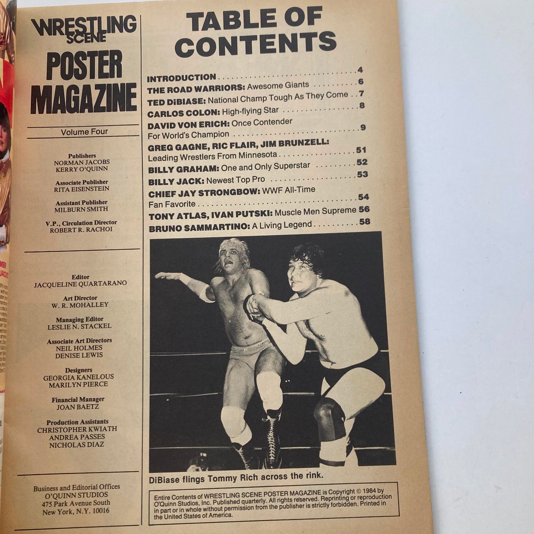 VTG Wrestling Poster Magazine 1984 Vol 4. Carlos Colon No Label w Poster