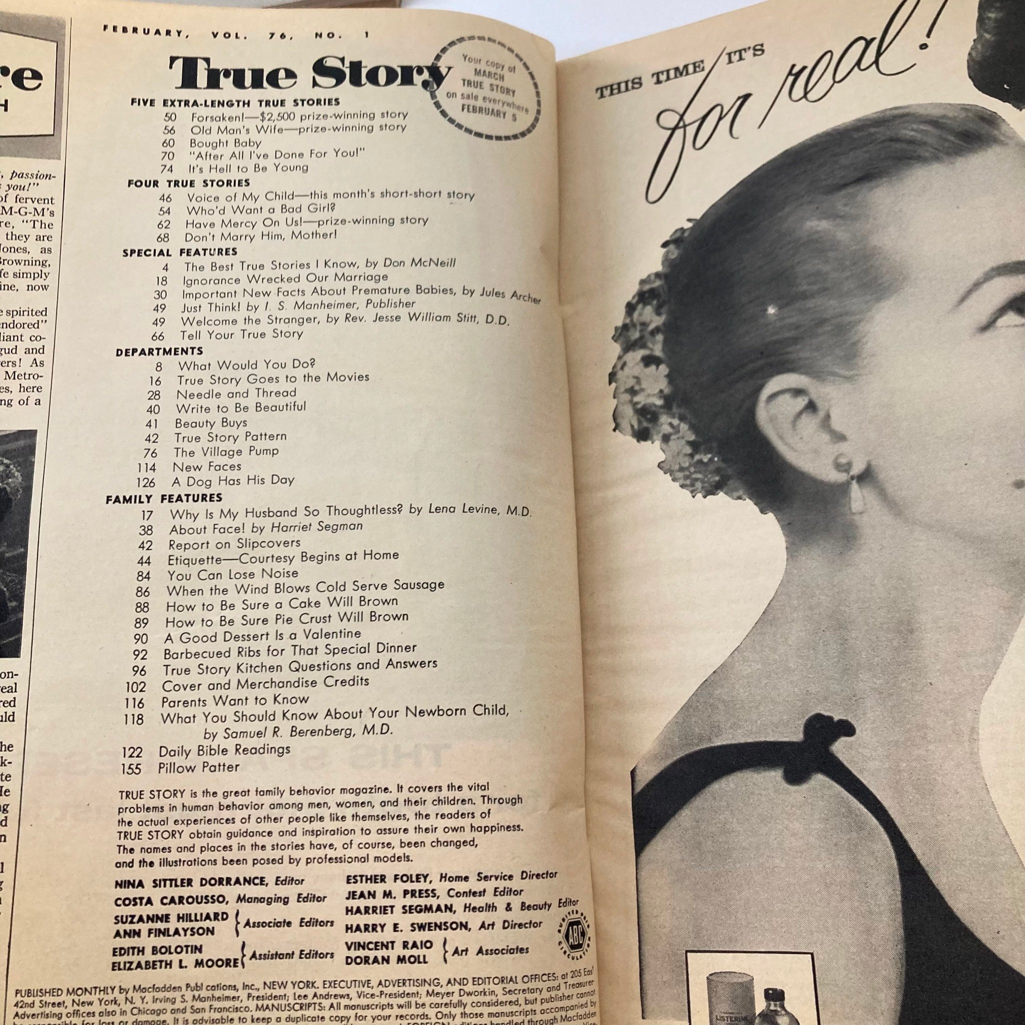 VTG True Story Magazine February Vol 76 No. 1 Voice of My Child Short Story