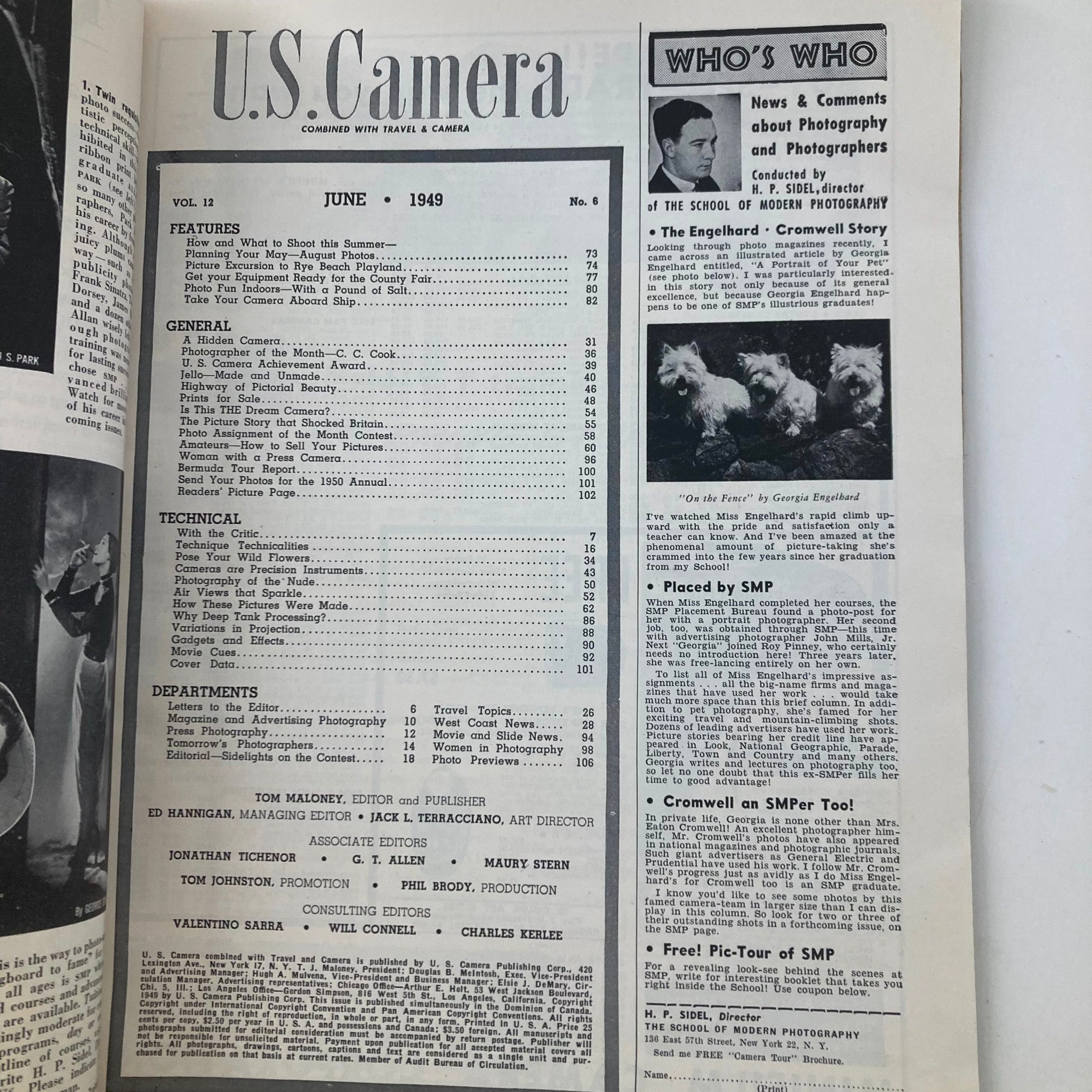 VTG U.S. Camera Magazine June 1949 Vol 12 No. 6 A Hidden Camera No Label