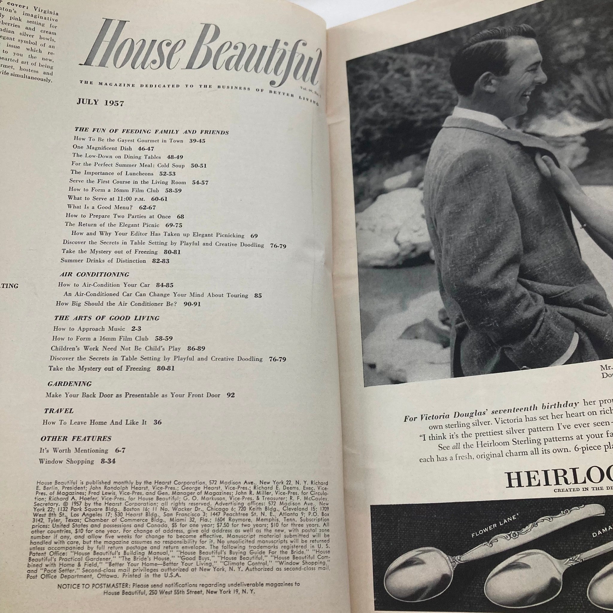 House Beautiful Magazine July 1957 Fun of Feeding Family & Friends No Label