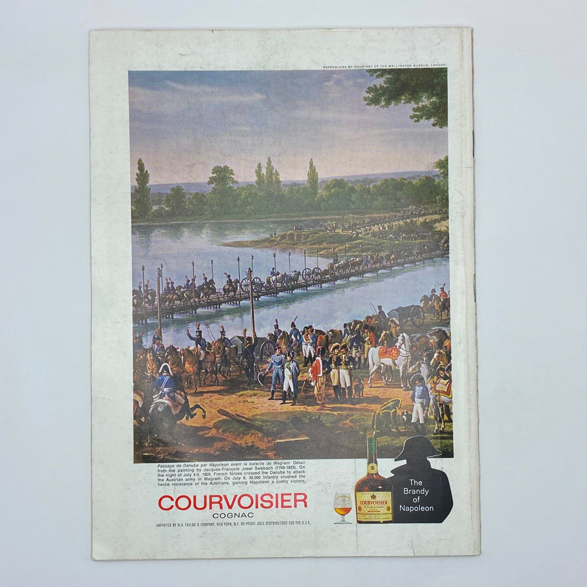 Back cover of The New Yorker magazine with an advertisement for Courvoisier cognac, displaying a historical scene with people and horses, referencing 'The New Yorker Complete Magazine December 28, 1968 Andrei Francoi Cover No Label'.