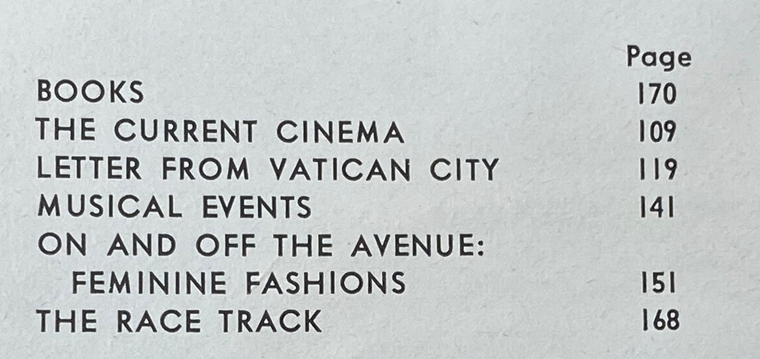 The New Yorker Complete Magazine September 9, 1967 contents page listing articles including Books, The Current Cinema, and Feminine Fashions.