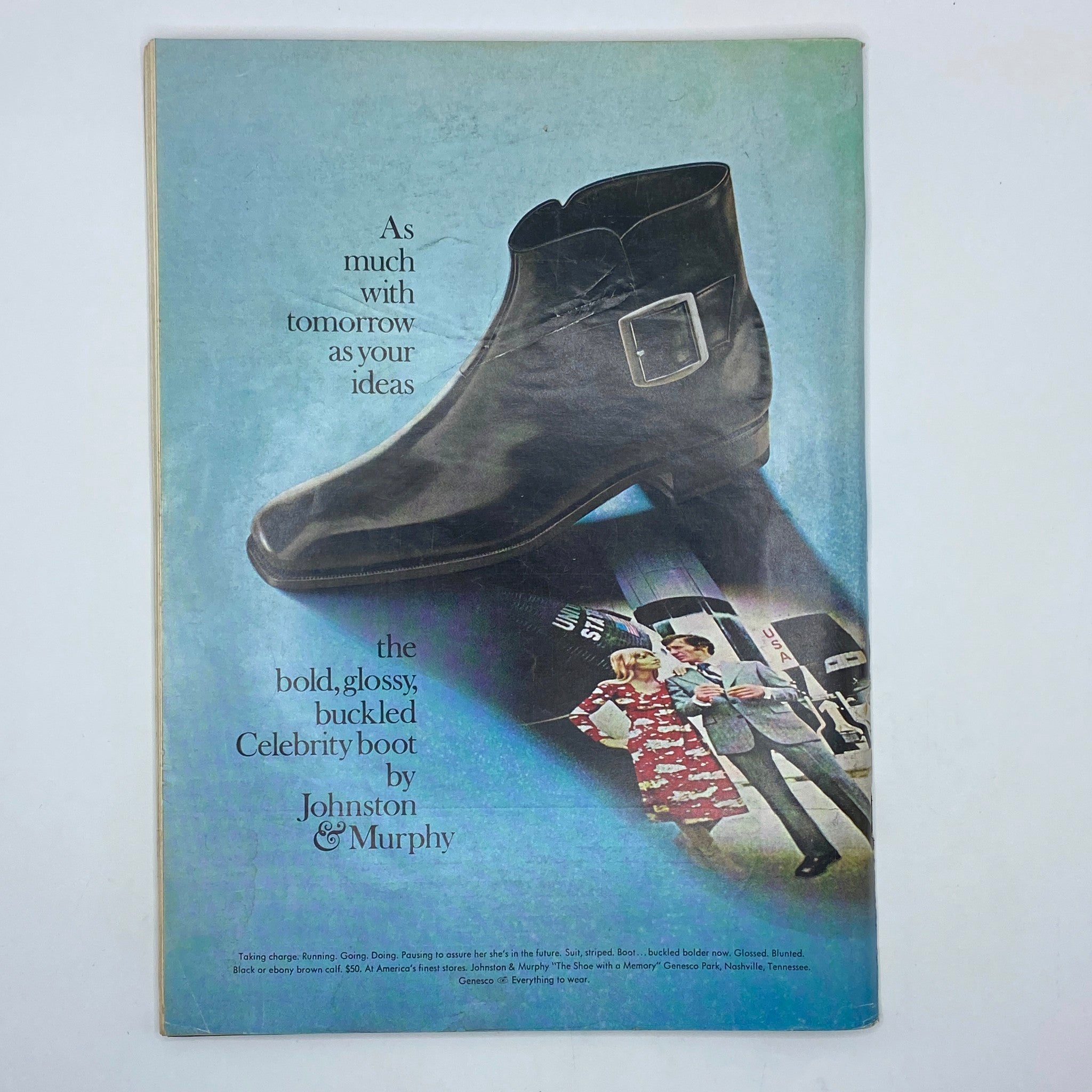 Back cover of The New Yorker Complete Magazine November 28, 1970 showcasing an advertisement for Johnston & Murphy's Celebrity boot.