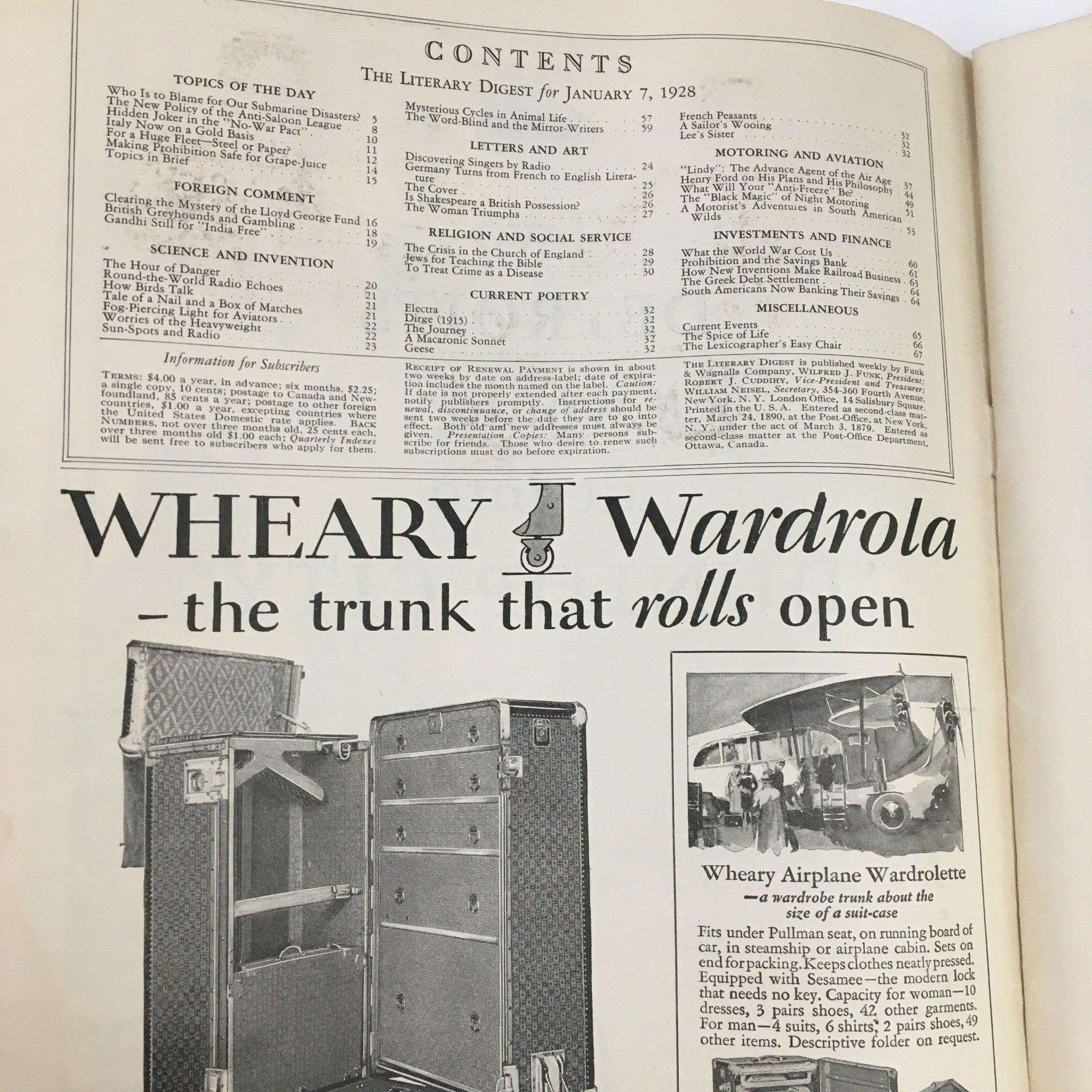 VTG The Literary Digest January 7 1928 Girl and Rabbit by Sir William Beechey