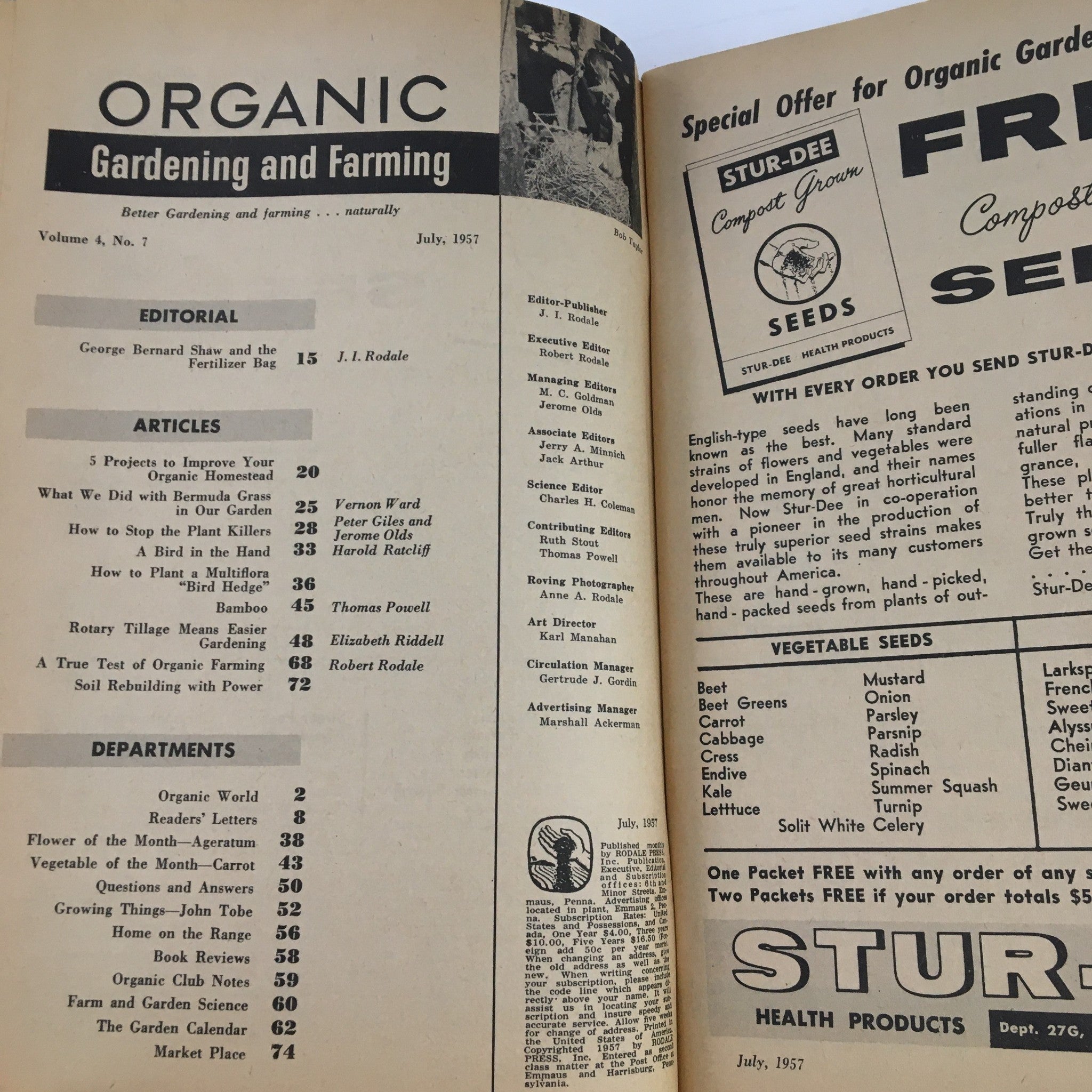 Organic Gardening and Farming July 1957 Projects to Improve Your Organic Garden