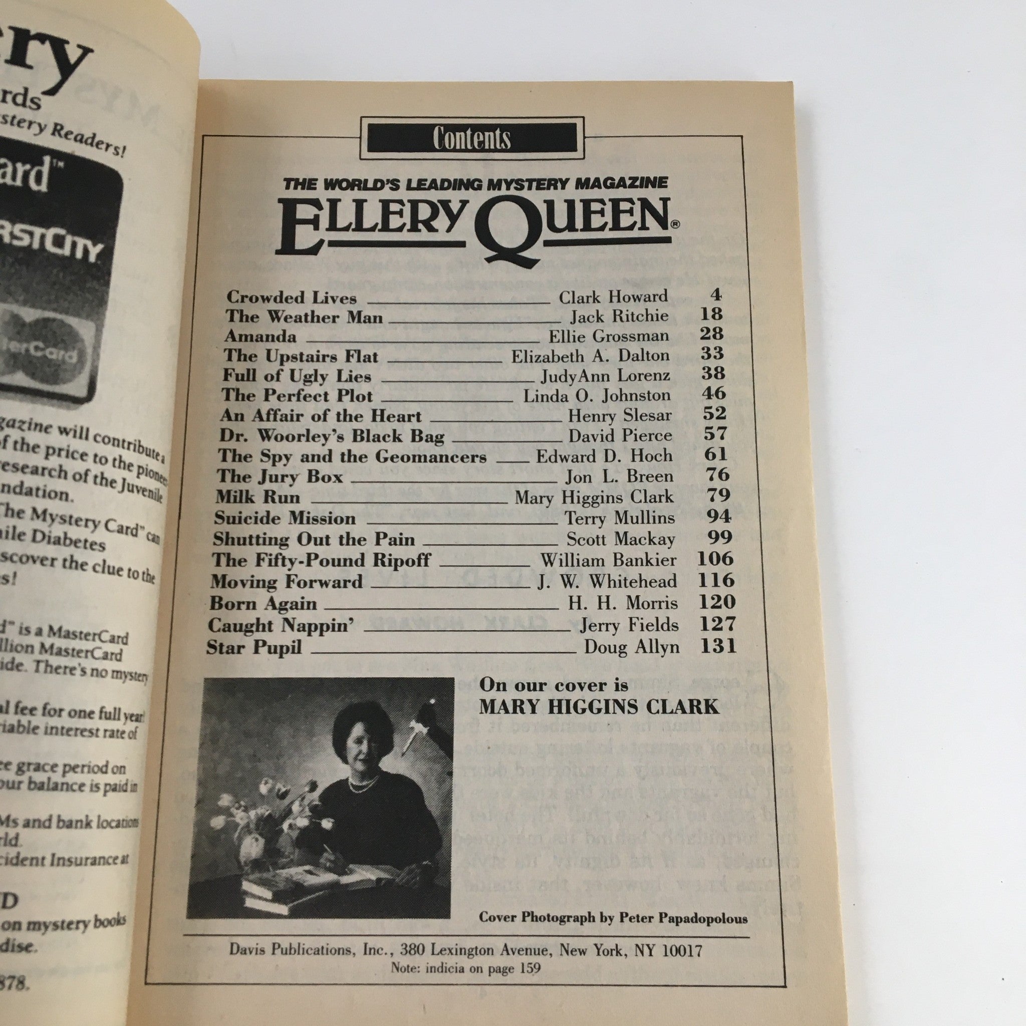 Ellery Queen's Mystery Magazine October 1989 Mary Higgins Clark Feature No Label