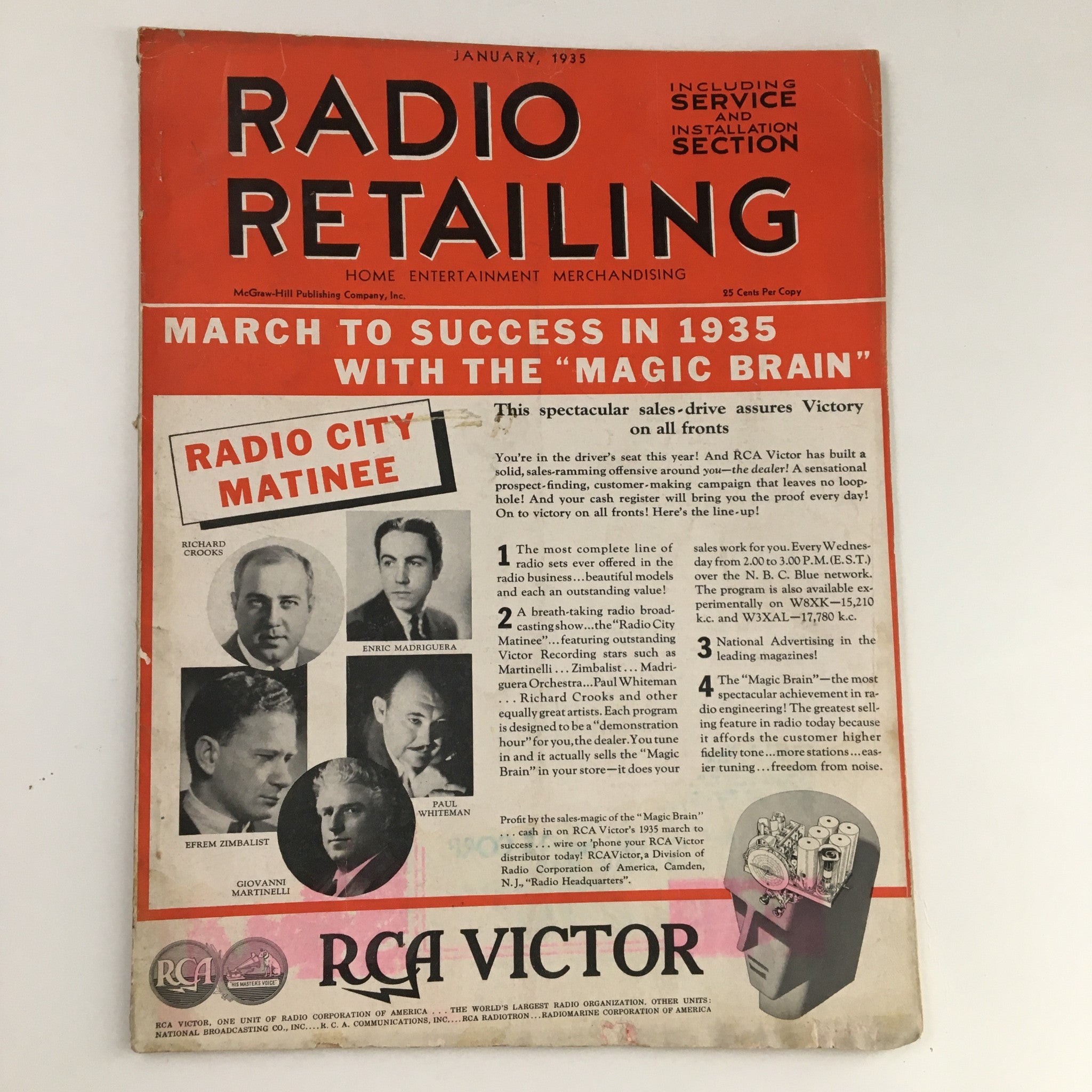 Radio Retailing Magazine January 1935 Richard Crooks & Enric Madriguera