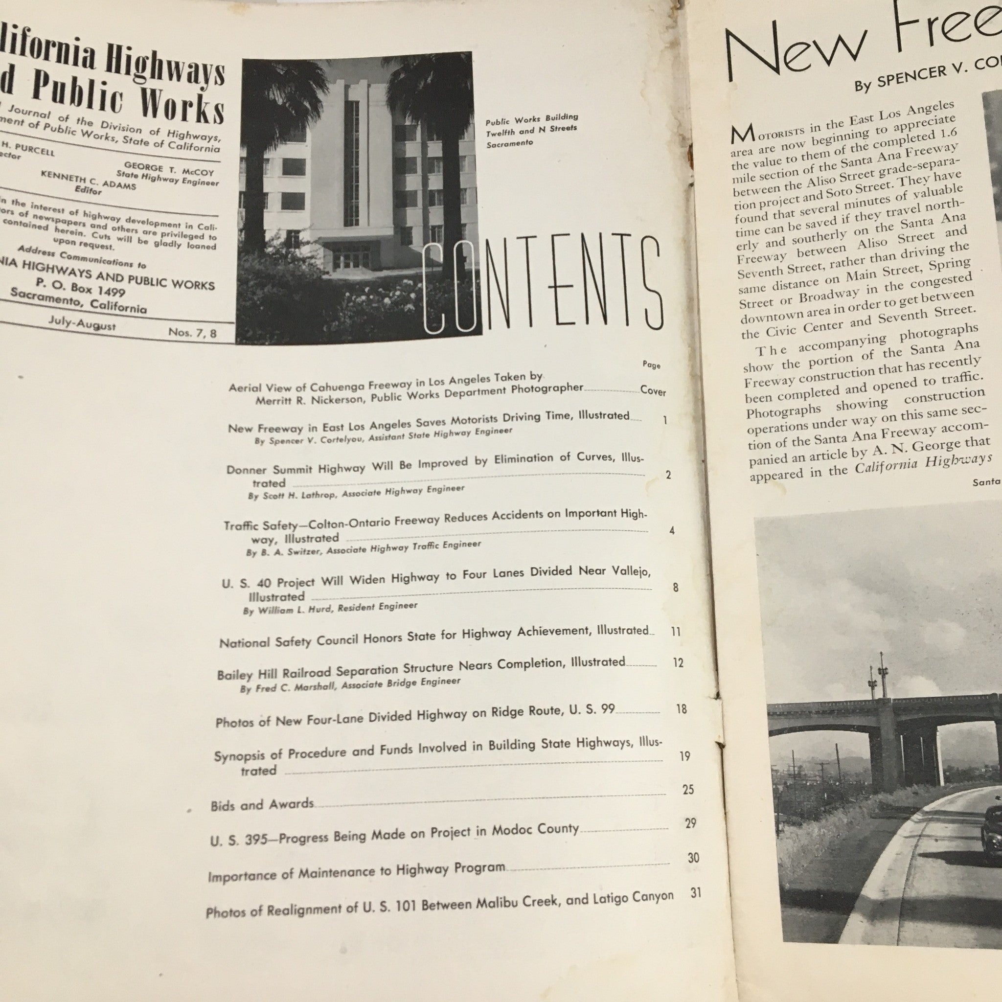 California Highway and Public Works July 1948 Aerial Viewing of Cahuenga Freeway