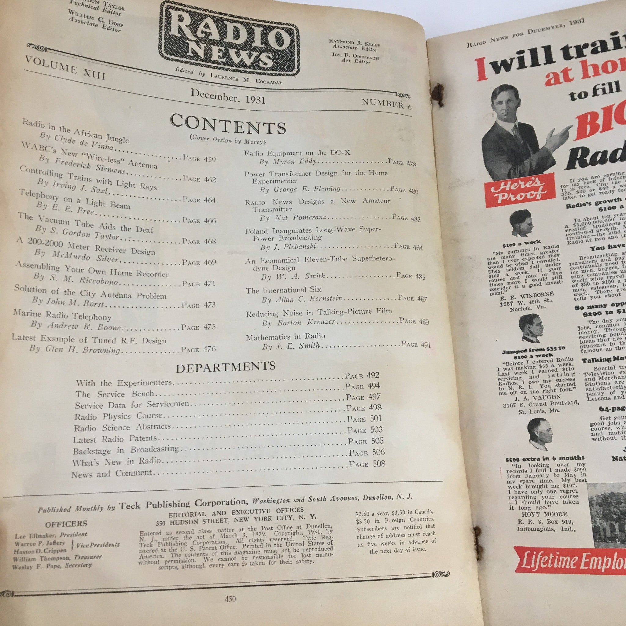 Radio News Magazine December 1931 Wire-Less Antenna & Aids for the Deaf No Label