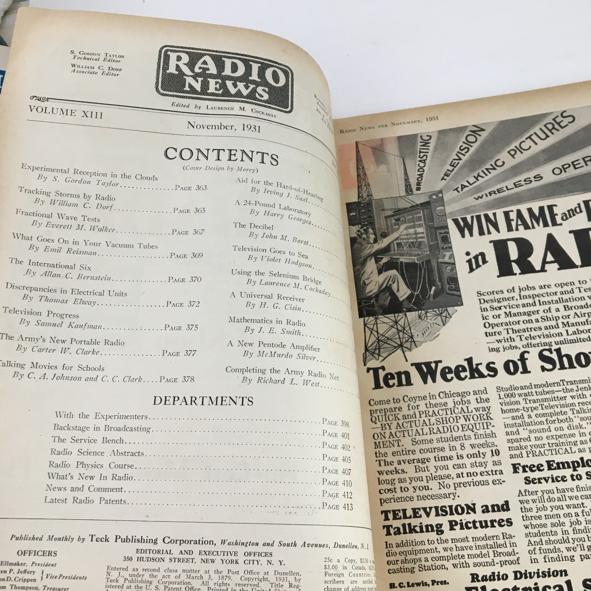 Radio News Magazine November 1931 Photo-Cell Relays TV Progress No Label