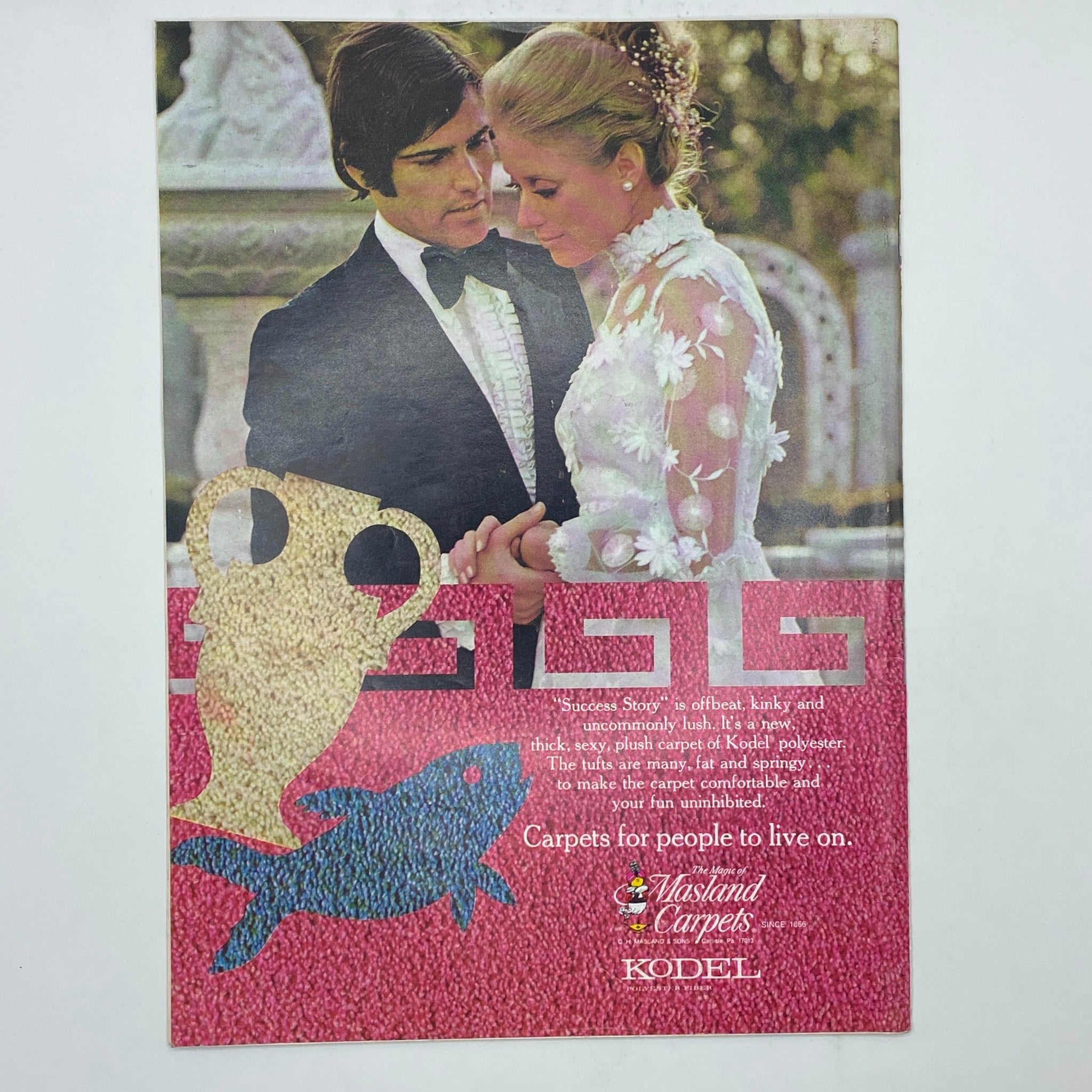 Advertisement page from The New Yorker Complete Magazine July 3, 1971 featuring a couple and Kodel carpets, illustrating vintage advertising style.