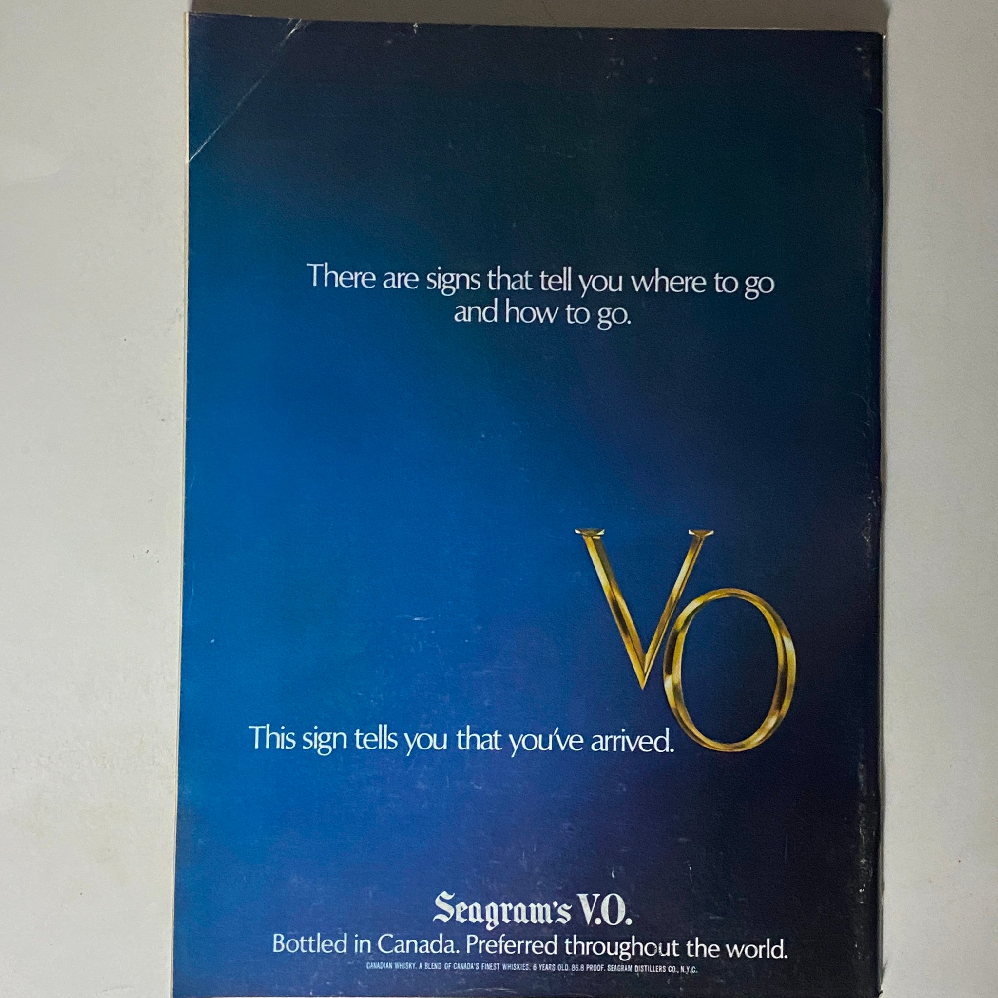 Back cover of The New Yorker Complete Magazine October 3, 1977 with an advertisement for Seagram's V.O.