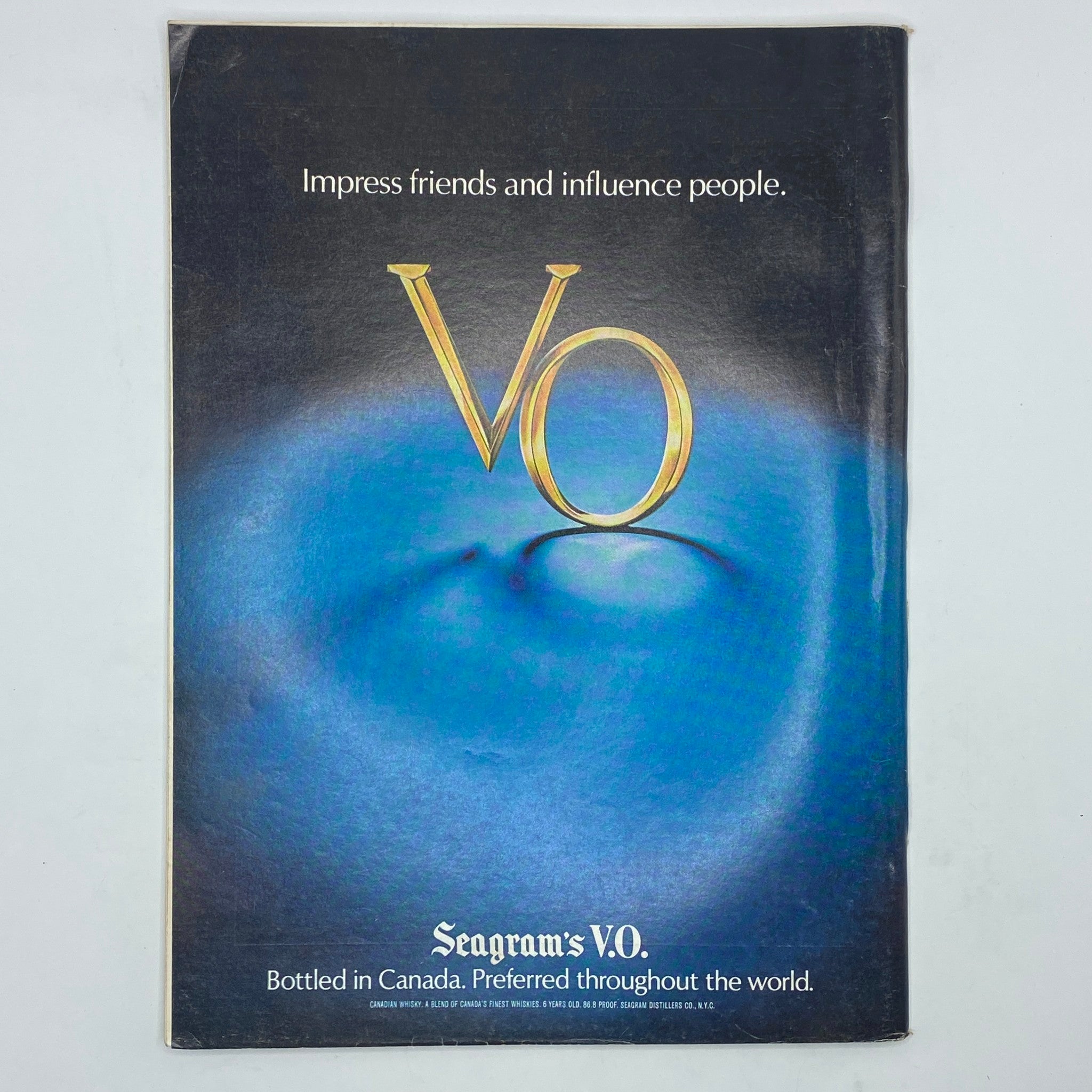 Back cover of The New Yorker magazine from March 20, 1978, featuring an advertisement for Seagram's V.O. whiskey.
