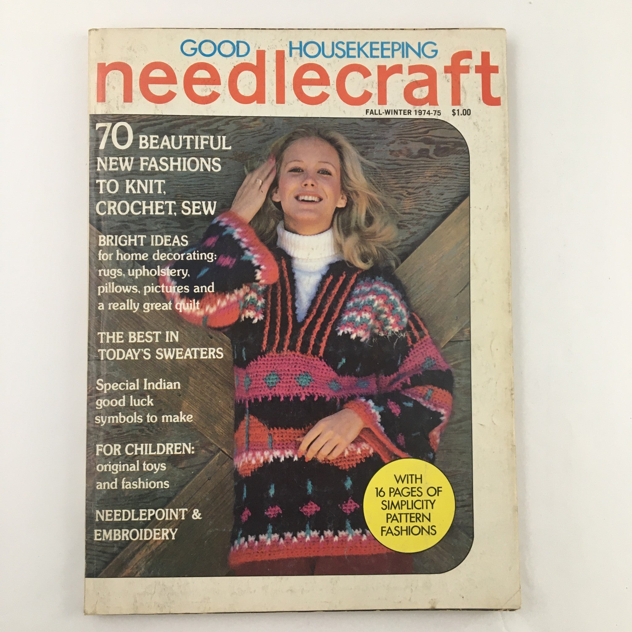 Good Housekeeping Needlecraft Fall 1974 Fashions to Knit, Crochet, Sew No Label