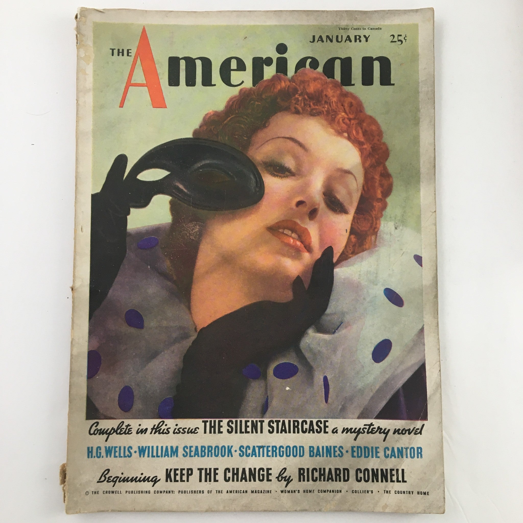 The American Magazine January 1936 The Silent Staircase Mystery Novel No Label