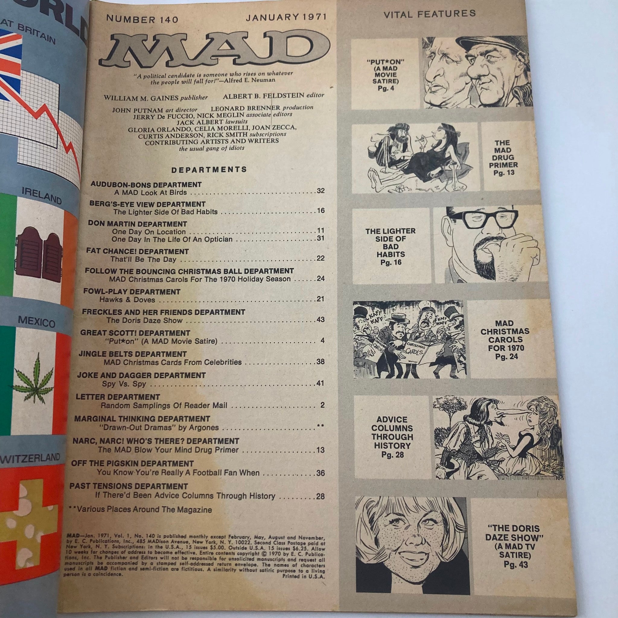 VTG Mad Magazine January 1971 No. 140 Put Star On 4.0 VG No Label