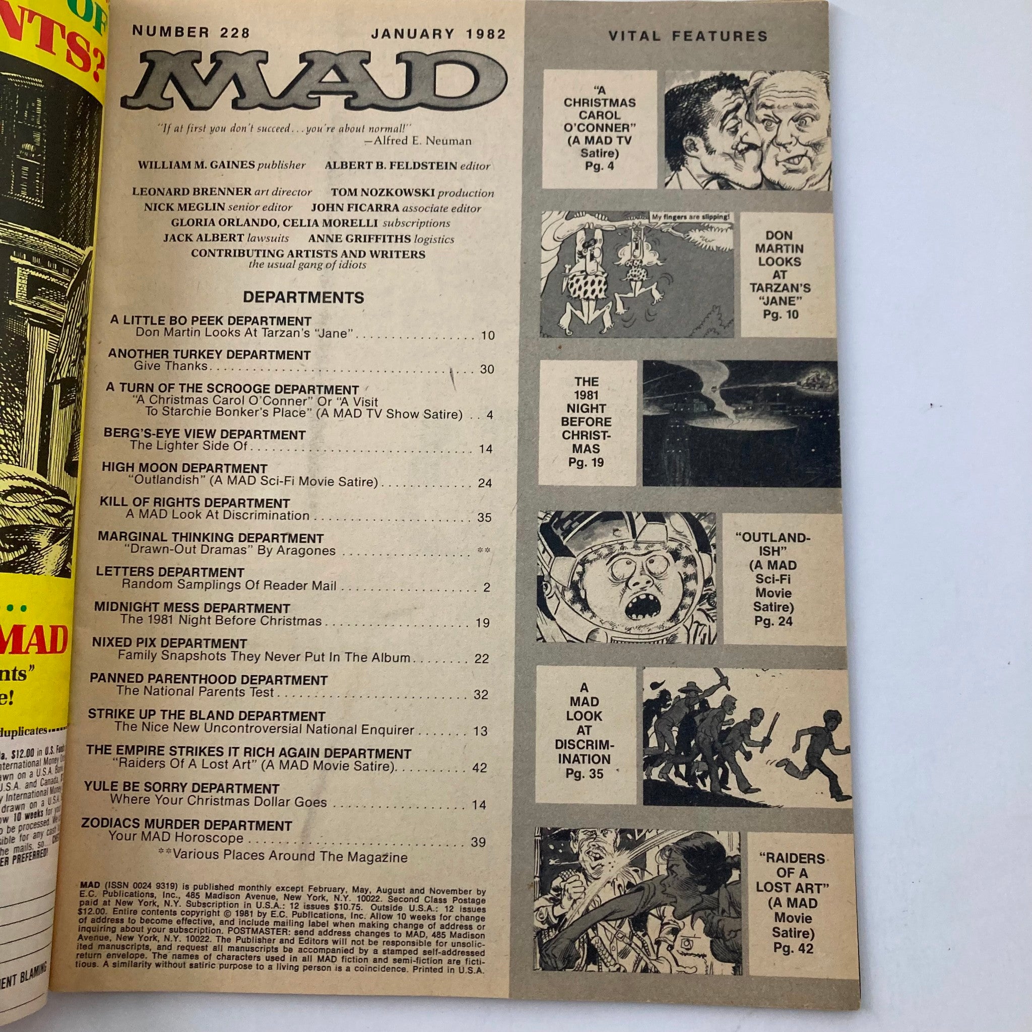 VTG Mad Magazine January 1982 Raiders of Lost Art 6.0 FN No Label