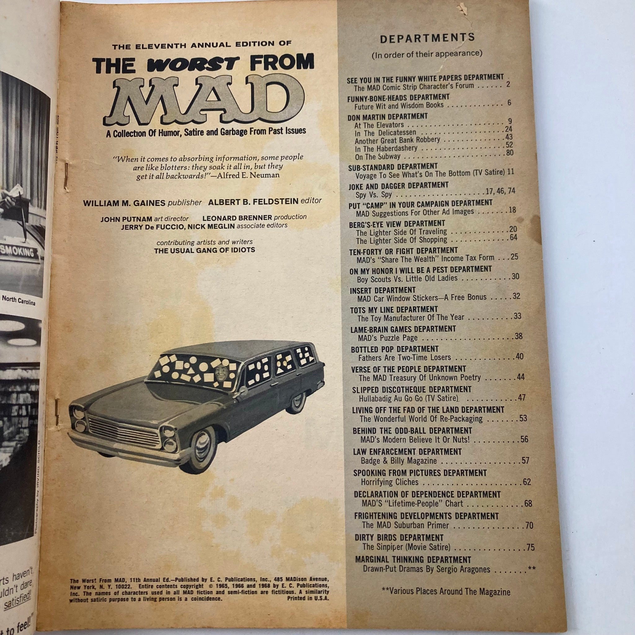 VTG 1968 The Eleventh Annual Edition of The Worst From Mad 2.0 GD Good No Label