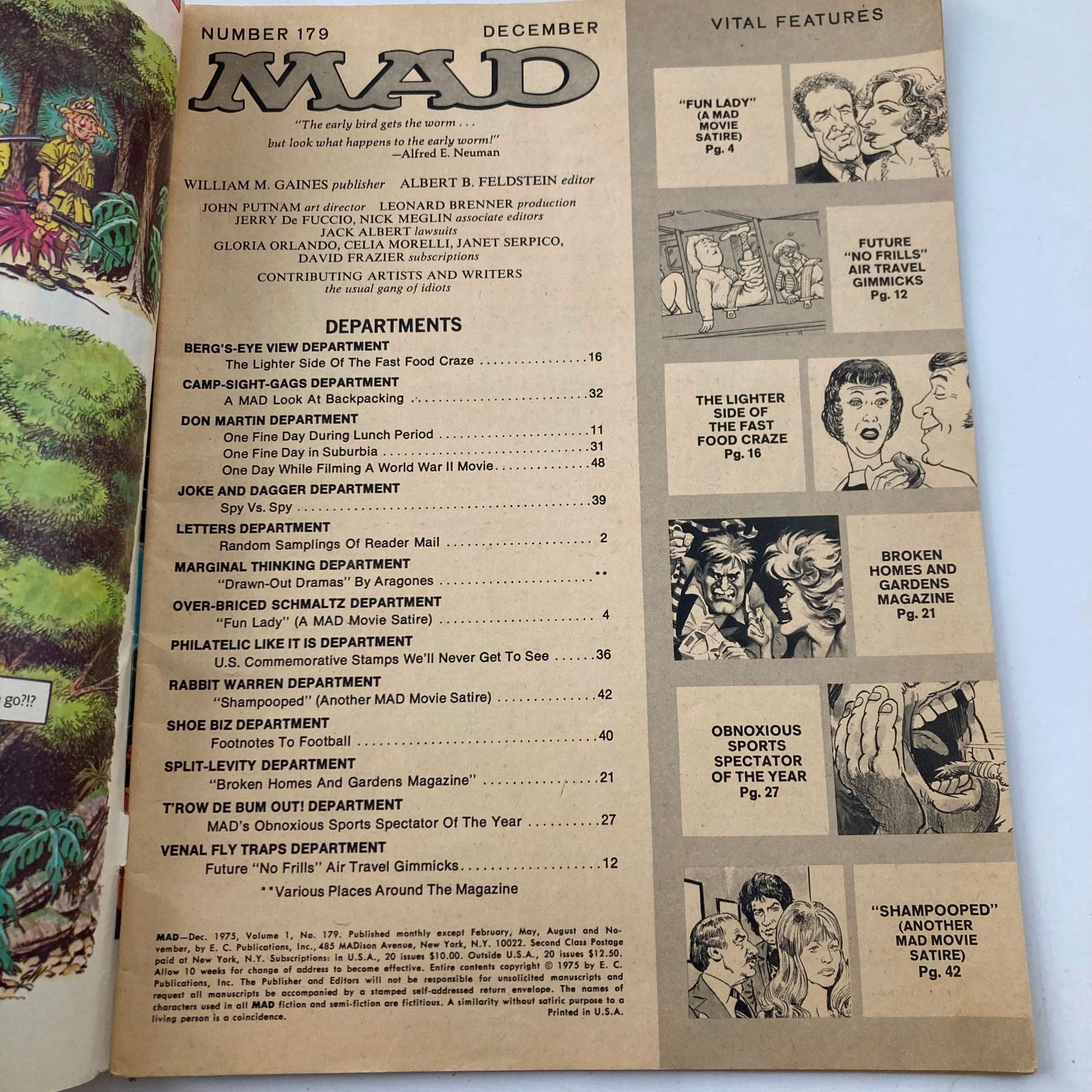 VTG Mad Magazine December 1975 No. 179 Lower Its Price 2.0 GD Good No Label