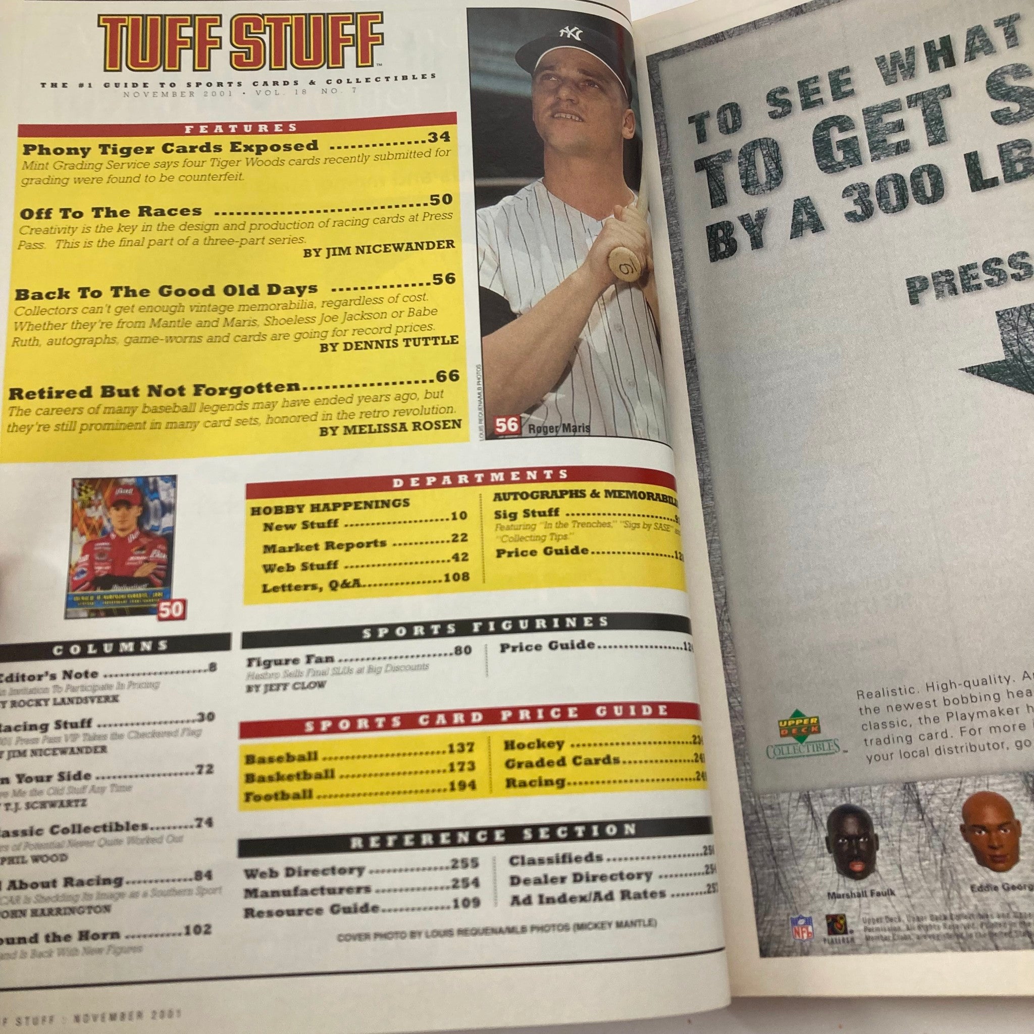 Tuff Stuff Magazine November 2001 Vol 18 No. 7 MLB Mickey Mantle No Label