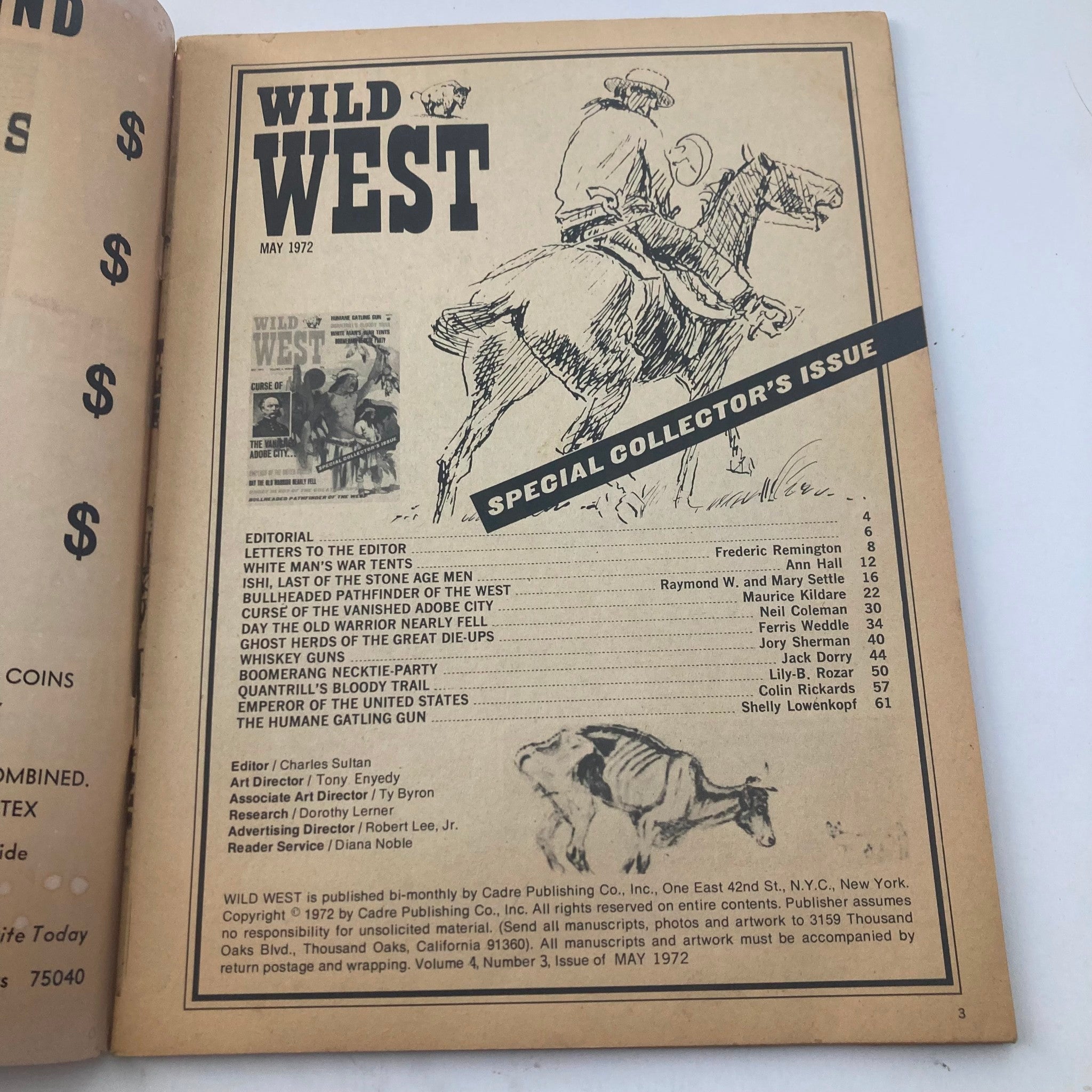 VTG Wild West Magazine May 1972 Vol 4 No. 3 The Humane Gatling Gun No Label