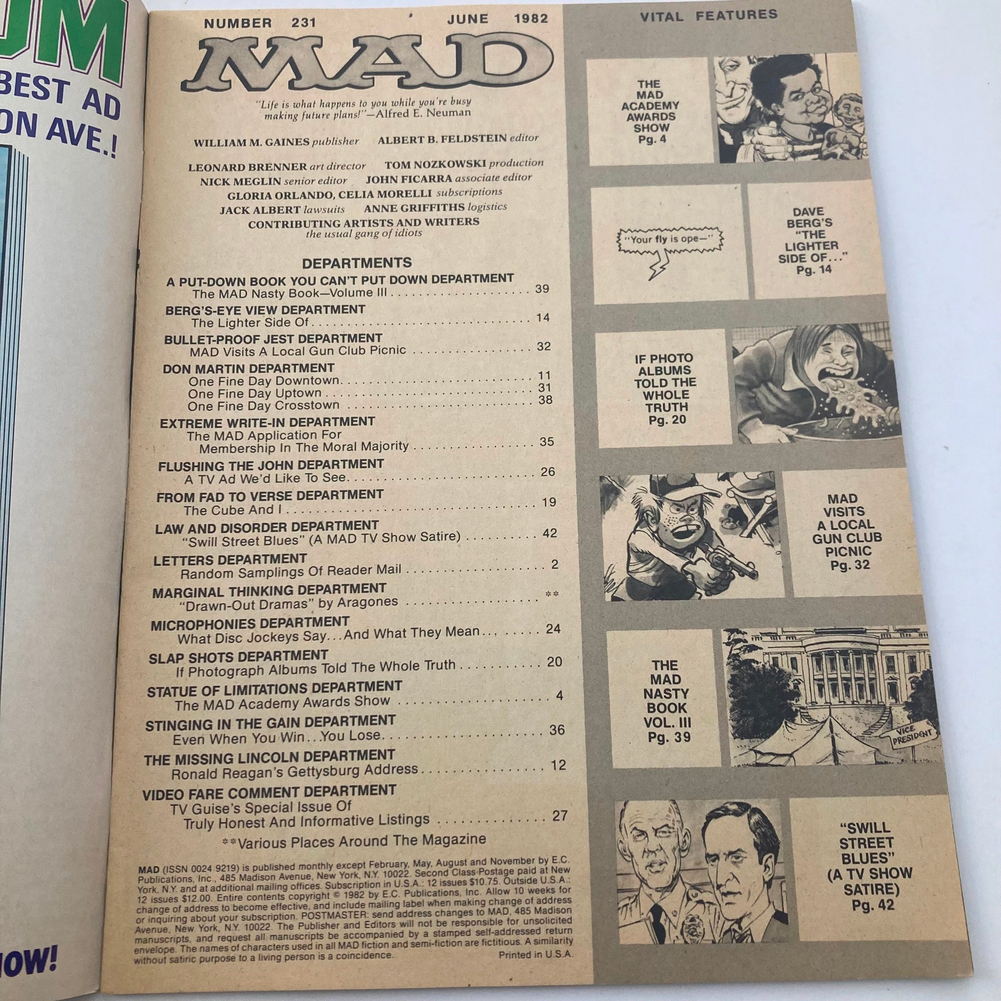 VTG Mad Magazine June 1982 No. 231 The Academy Awards 6.0 FN Fine No Label