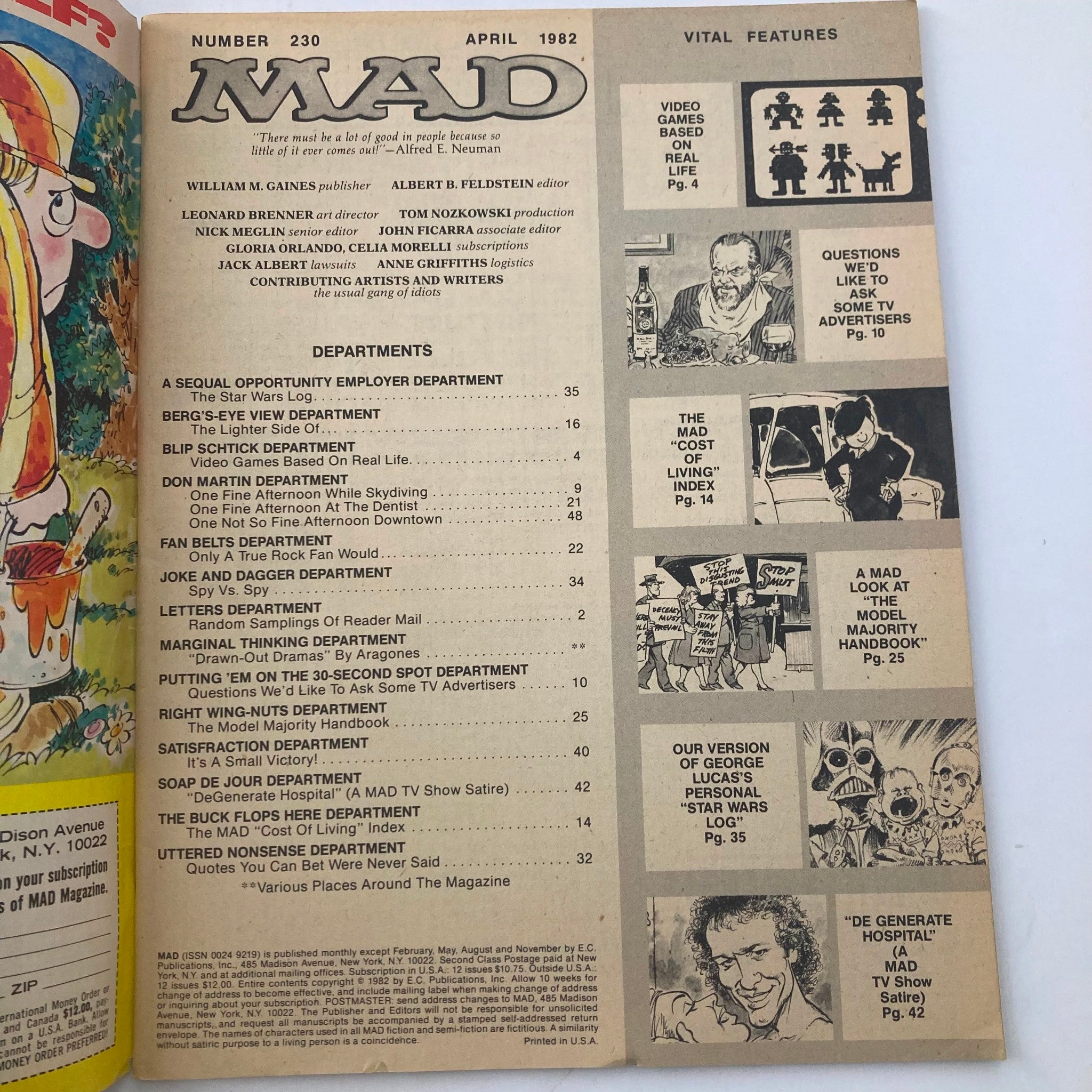 VTG Mad Magazine April 1982 No. 230 The Moral Majority 4.0 VG No Label