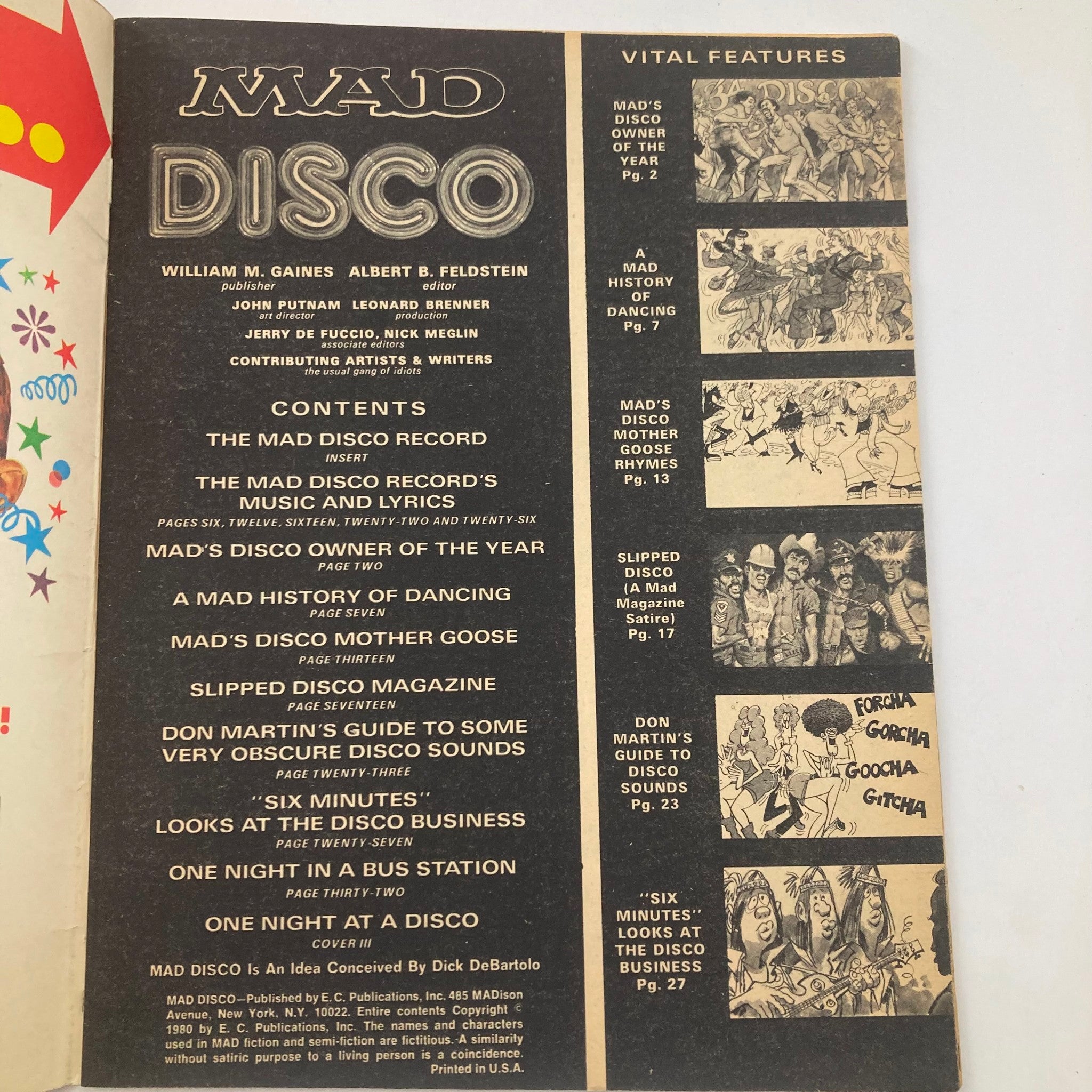 VTG Mad Magazine 1980 Disco Record, Disco Dancing, Disco Groups 4.0 VG No Label