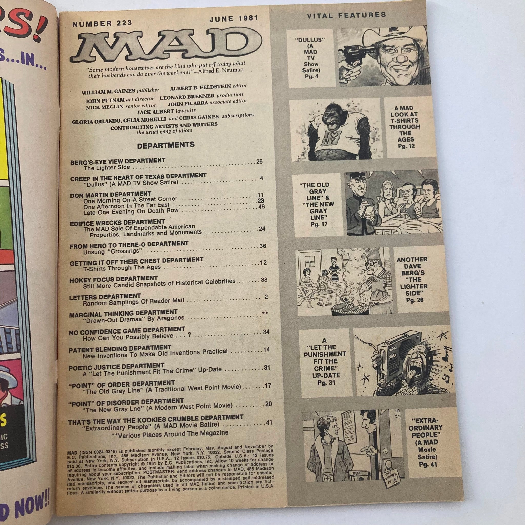 VTG Mad Magazine June 1981 No. 223 Gilbert & Sullivan 4.0 VG No Label