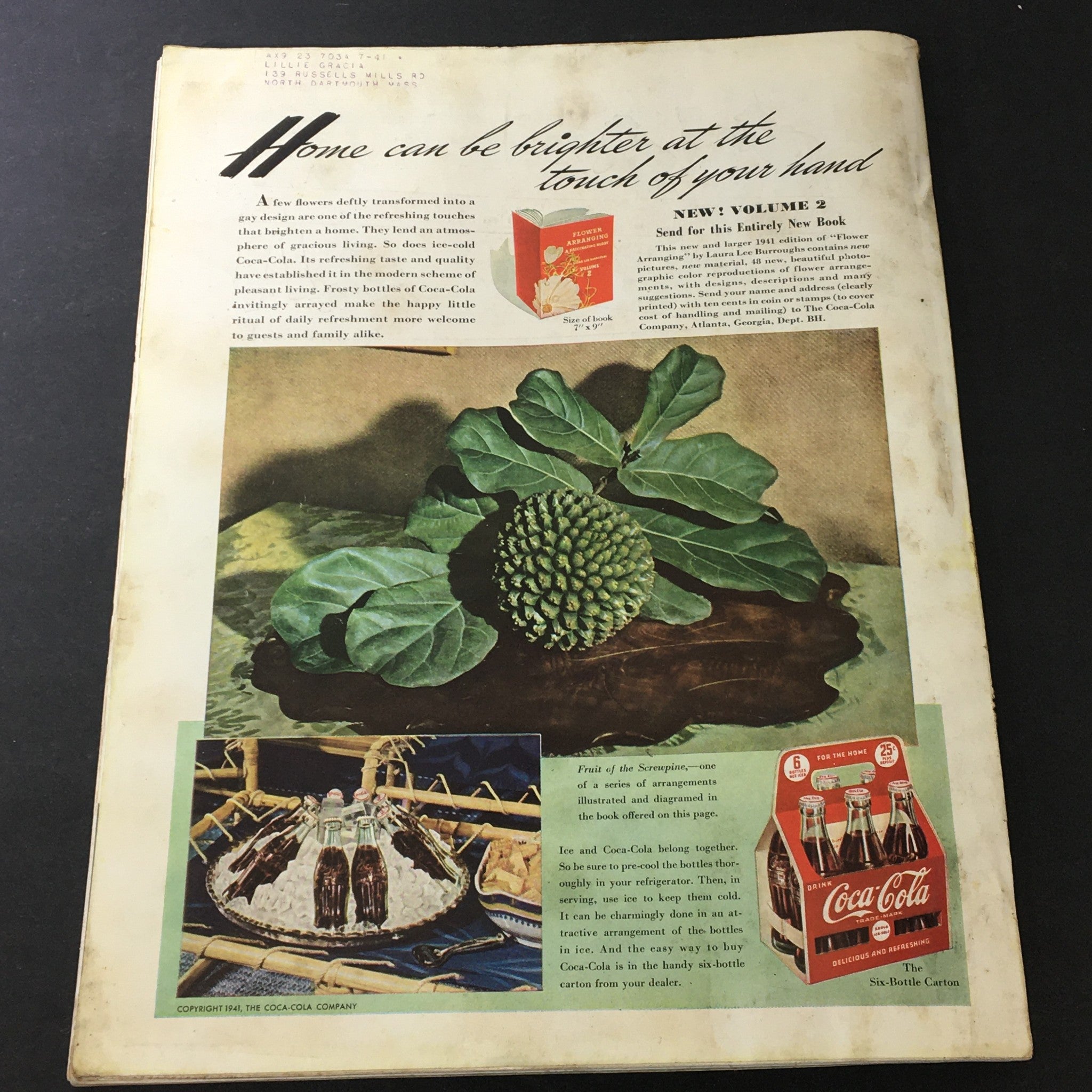 VTG Better Homes & Gardens April 1941 Flower Arranging Made Easy Colored Picture