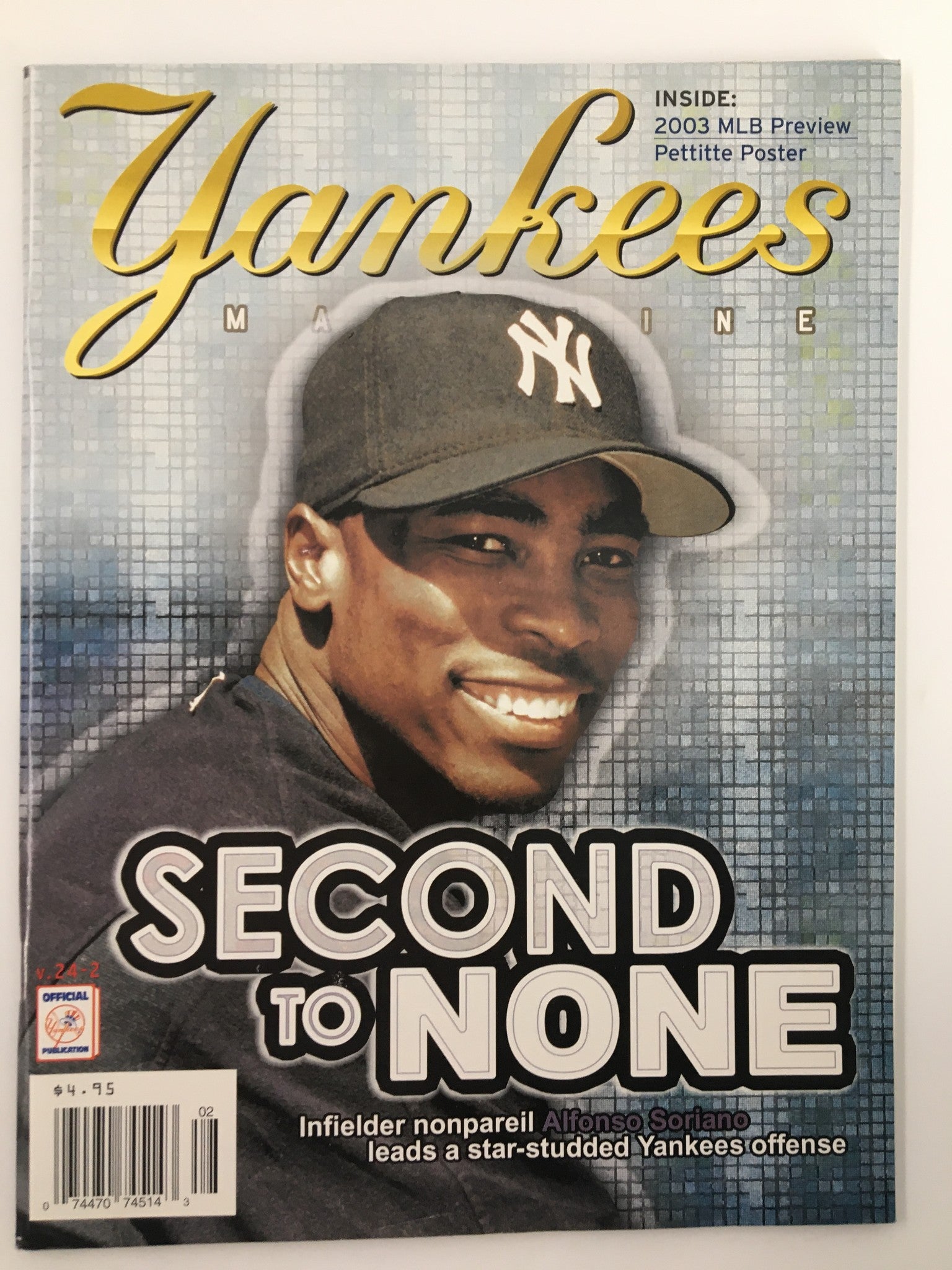 Yankees Magazine April 2003 Alfonso Soriano & Andy Pettite 90's Poster No Label