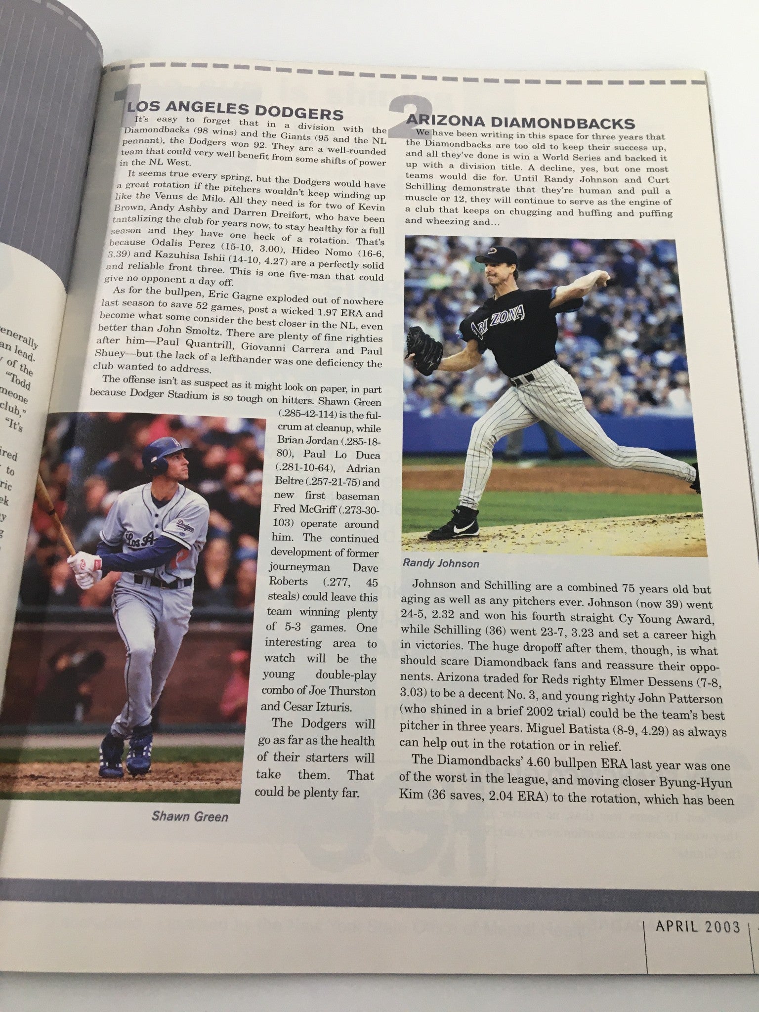 Yankees Magazine April 2003 Alfonso Soriano & Andy Pettite 90's Poster No Label