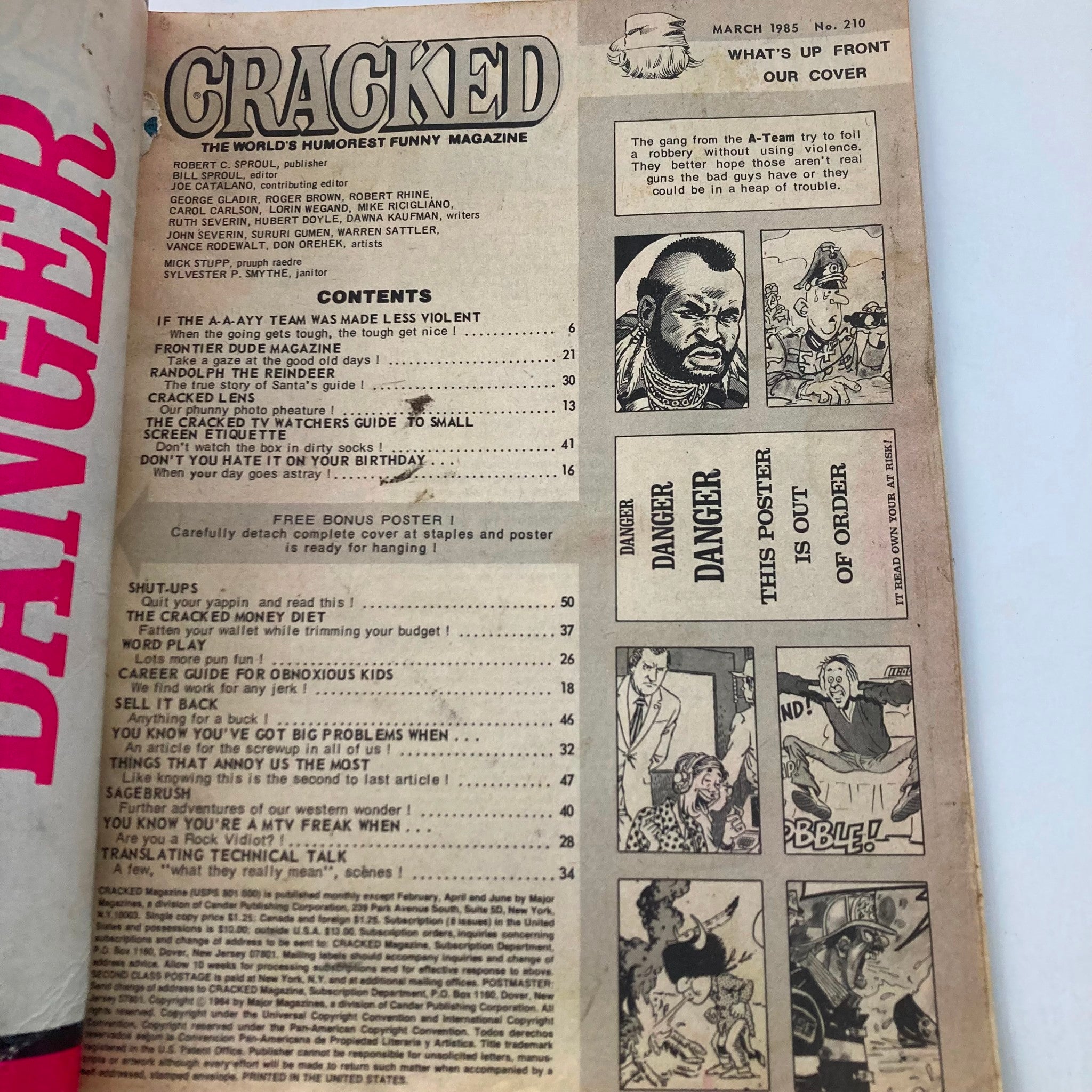 VTG Cracked Magazine March 1985 No. 210 The A-Team 2.0 GD Good No Label