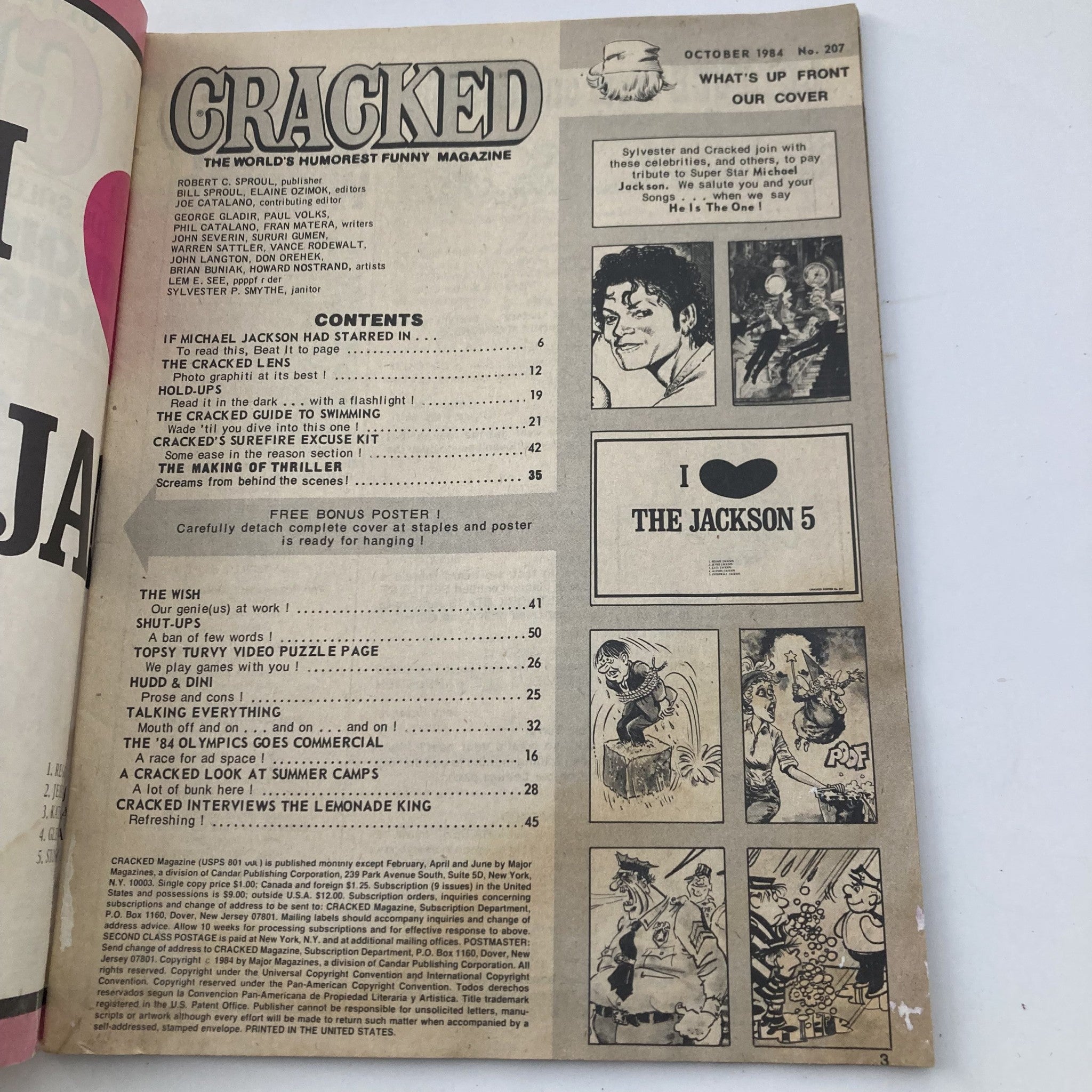 VTG Cracked Magazine October 1984 No. 207 Michael Jackson 4.0 VG No Label