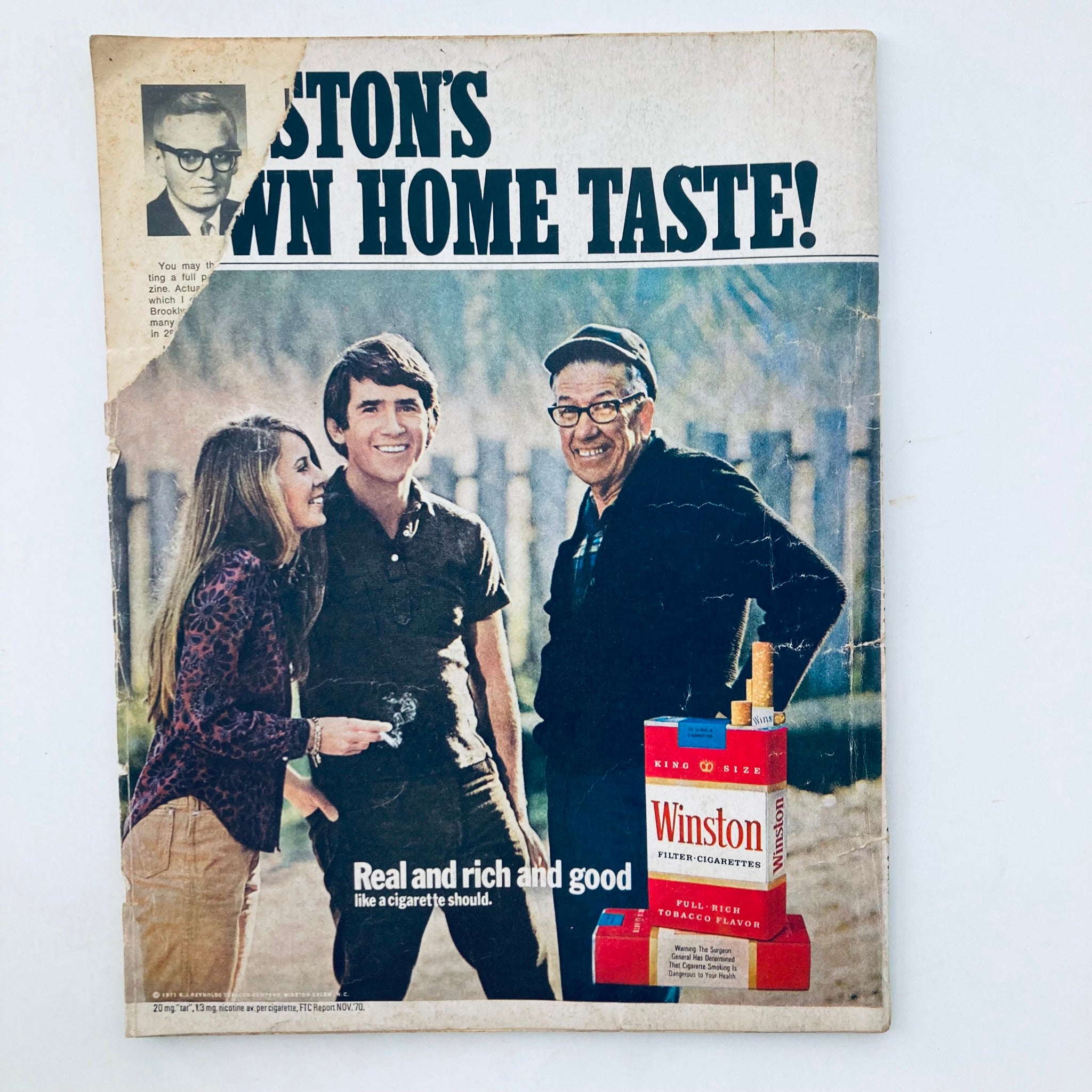 Cover of the VTG Inside Detective Magazine from September 1971, titled 'Real and Rich and Good', highlighting vintage cigarette advertisement.
