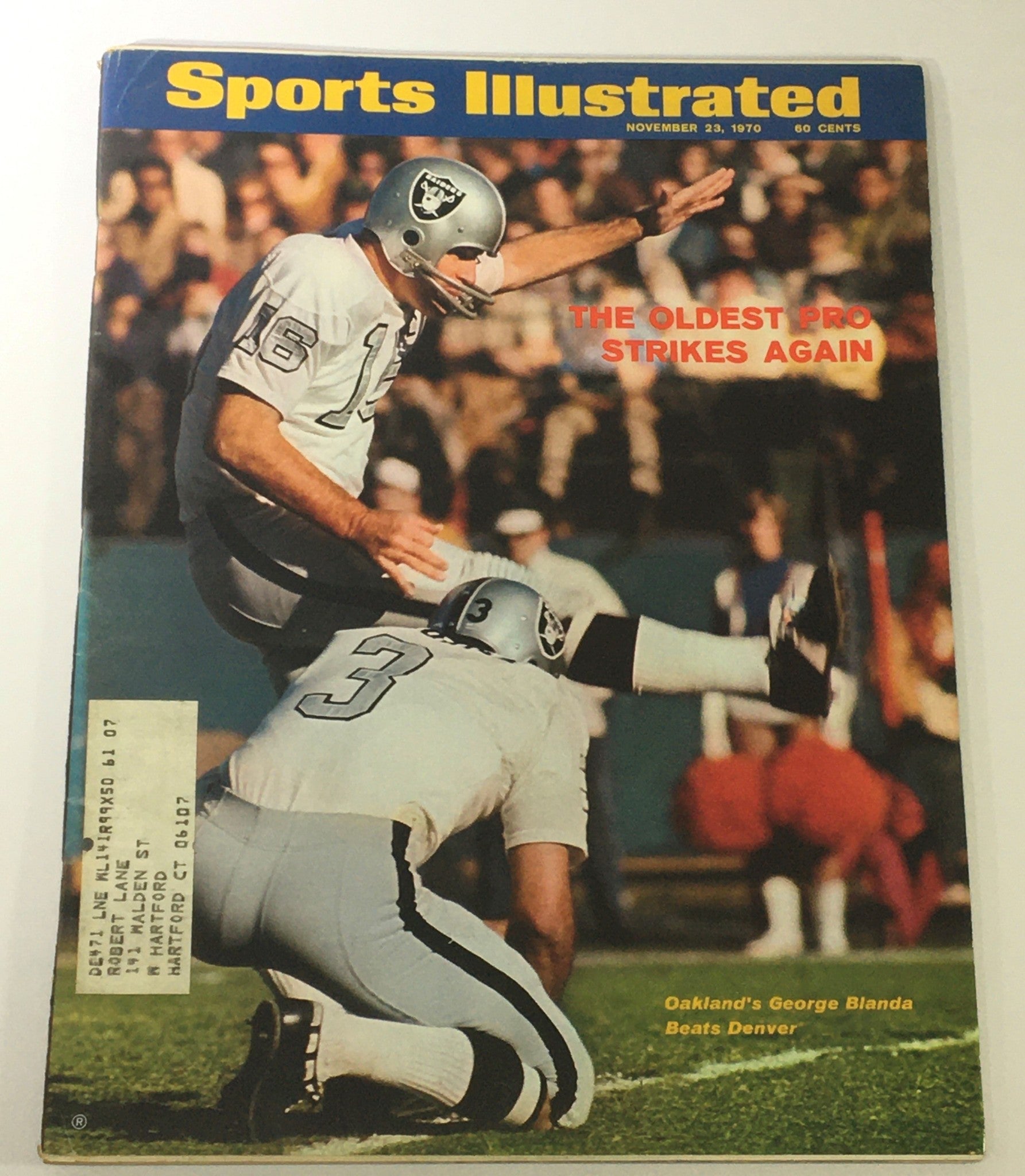 VTG Sports Illustrated Magazine November 23 1970 Oakland's George Blanda