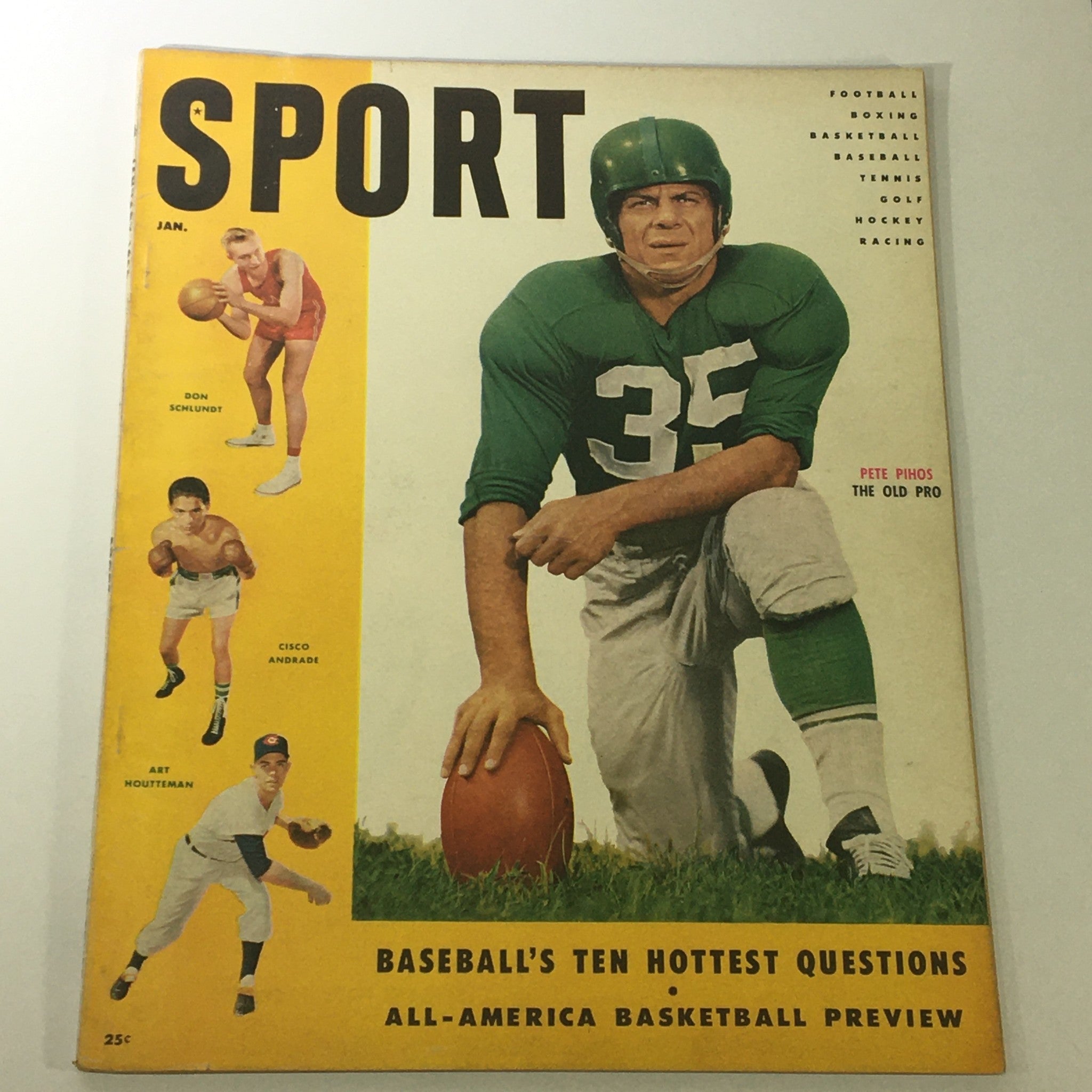 VTG Sport Magazine January 1955 The Old Pro Pete Pihos, Don Schlundt, Newsstand