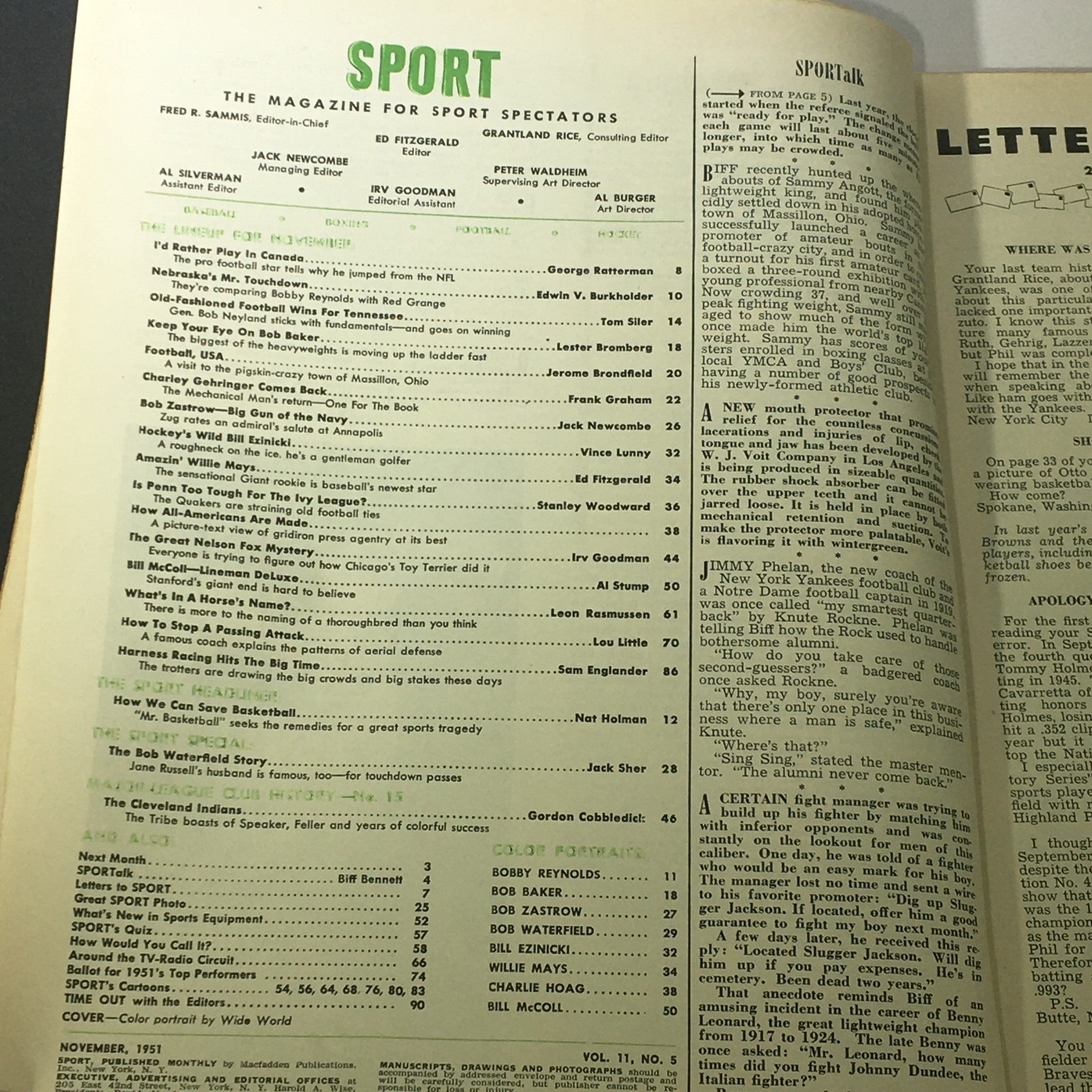 VTG Sport Magazine November 1951 Bill McColl Nation's Best Lineman, Newsstand