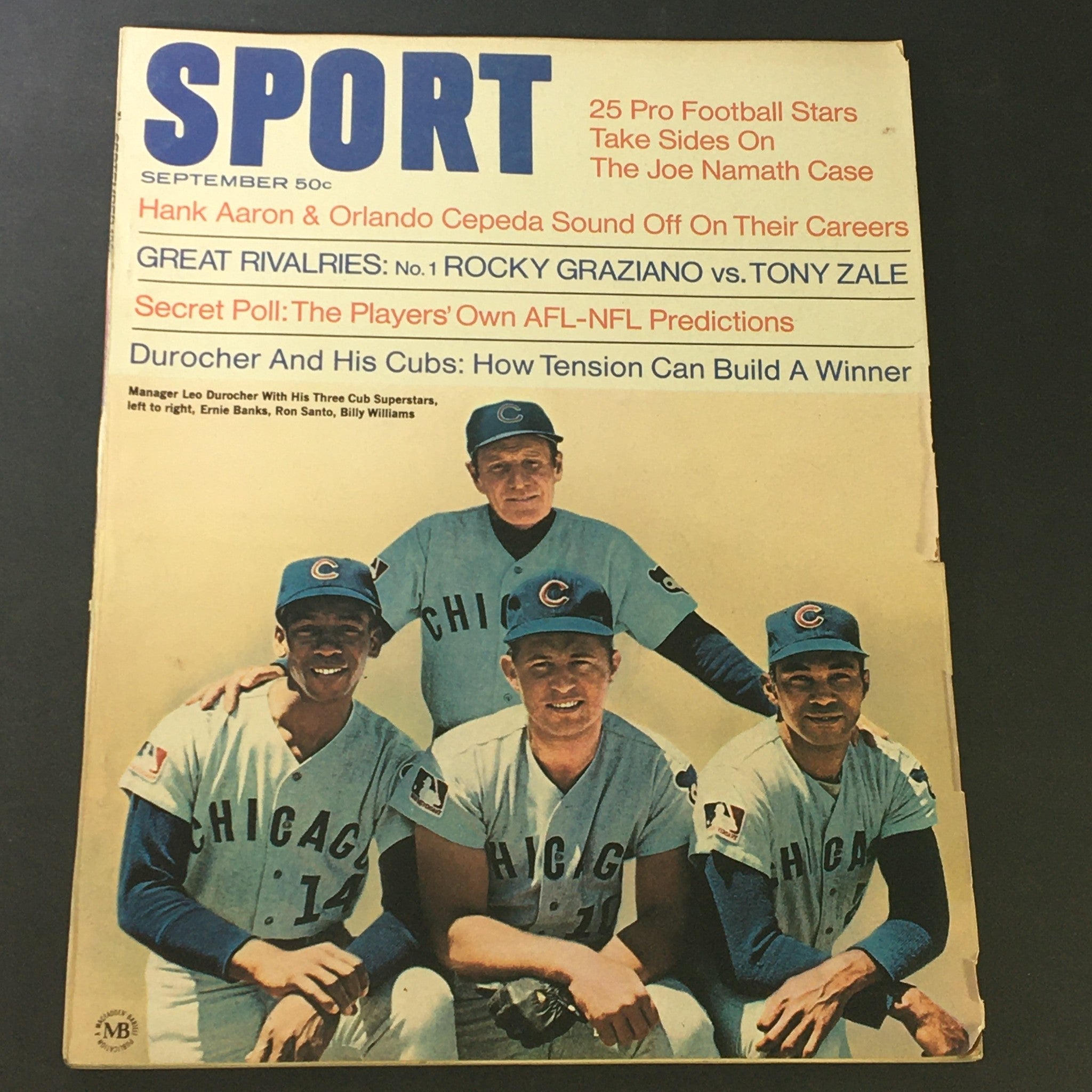 VTG Sport Magazine September 1969 Vol 48 #3 Hank Aaron, Tony Zale, Newsstand