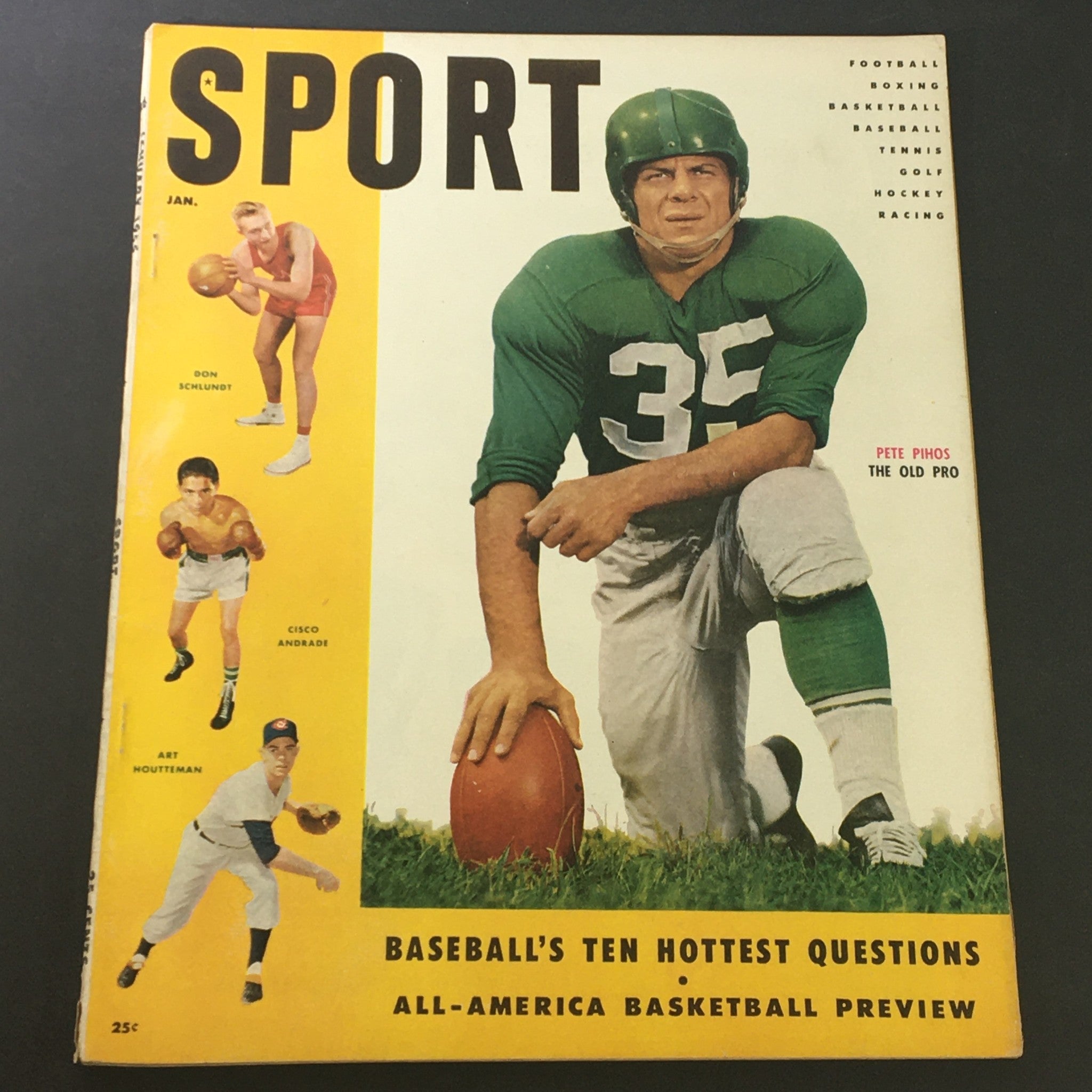 VTG Sport Magazine January 1955 Pete Pihos, Art Houtteman Don Schlundt Newsstand