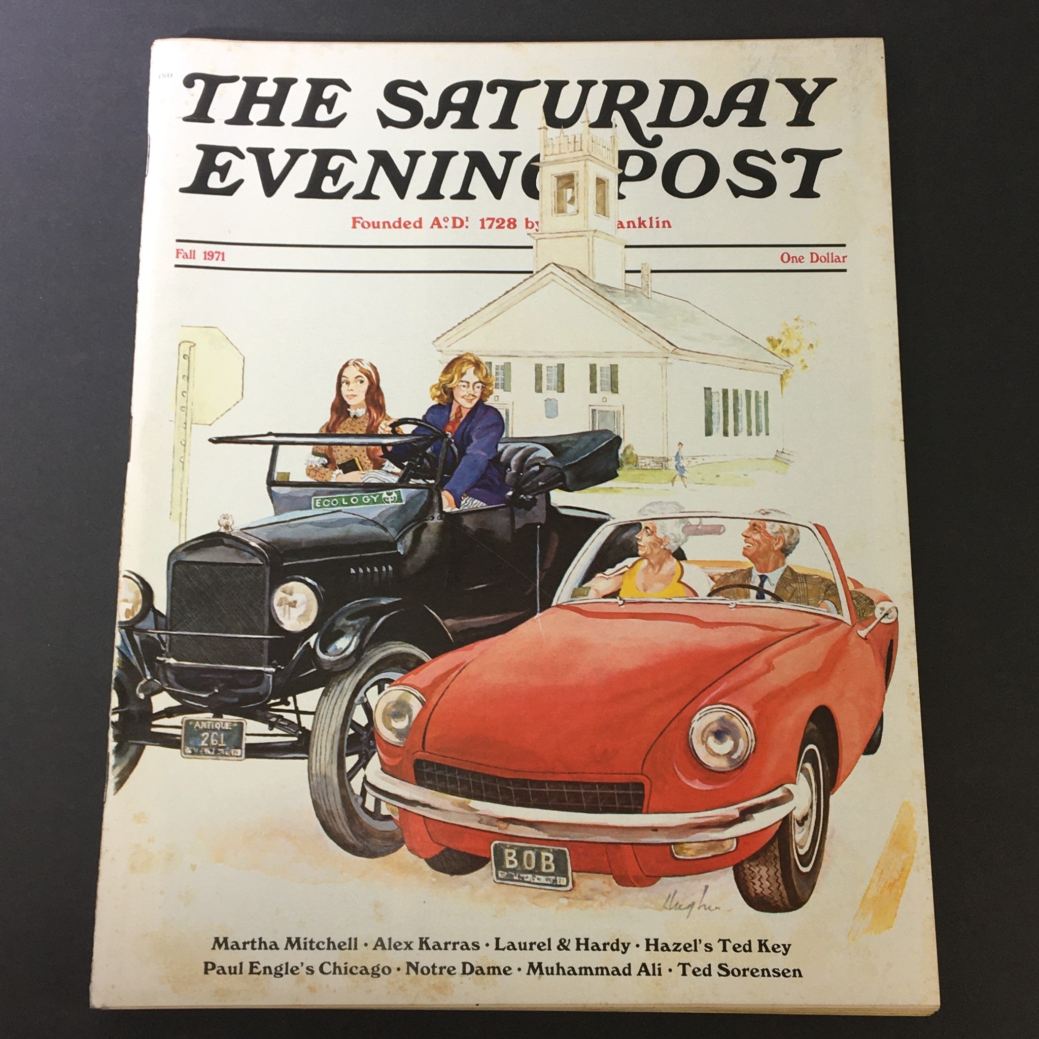 VTG The Saturday Evening Post Fall 1971 Martha Mitchell, Alex Karras, Newsstand