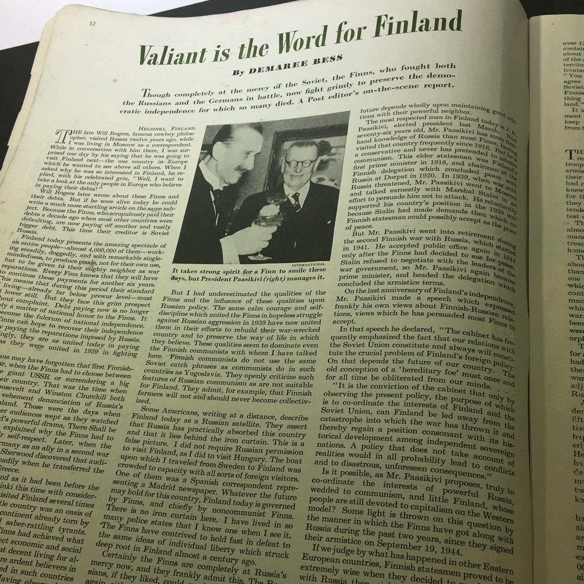 VTG The Saturday Evening Post October 12 1946 Valiant Finland Word, Newsstand