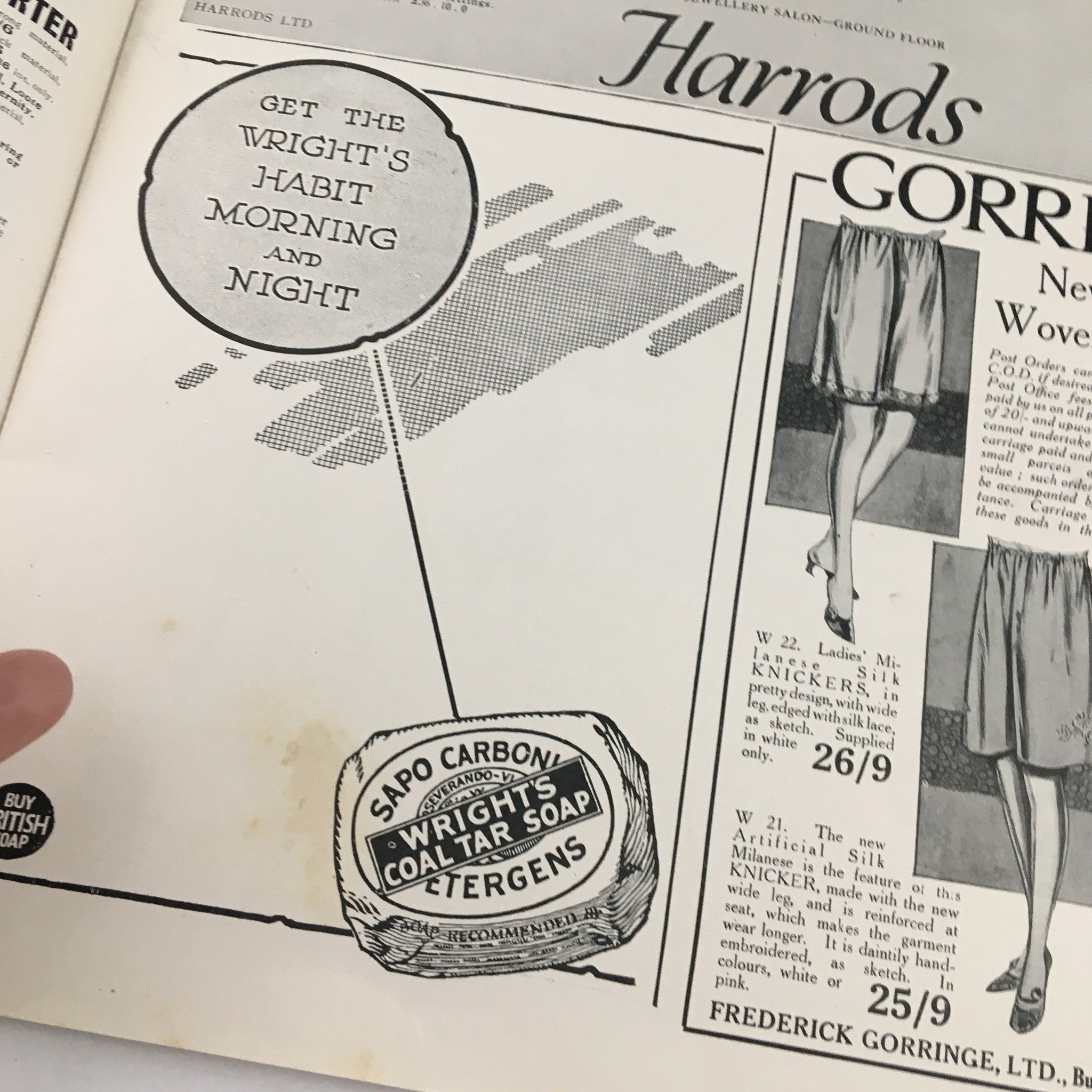 Advertisement for Wright's Coaltergens in The Sphere Newspaper May 8 1926, promoting morning and night habits with a vintage design.