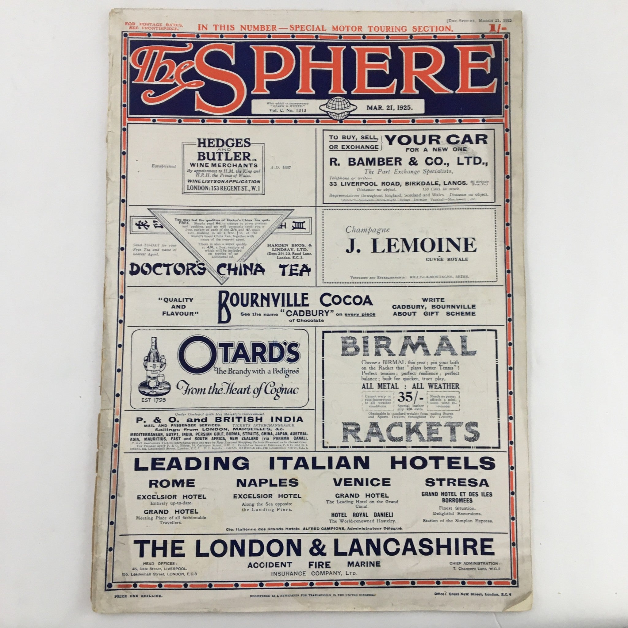The Sphere Newspaper March 21 1925 cover showcasing advertisements, articles, and vintage graphics from the 1920s.