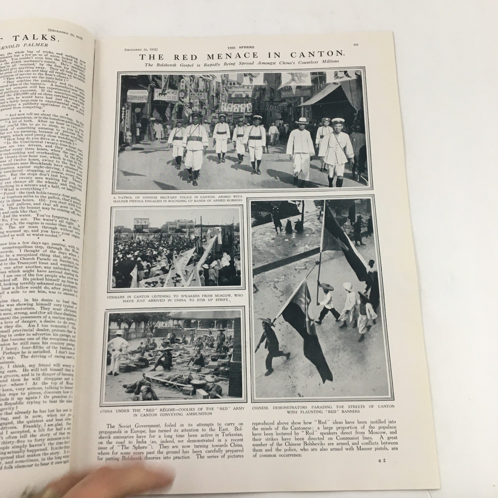 The Sphere Newspaper December 26, 1925 featuring an article on 'The Red Menace in Canton' with accompanying historical photographs.