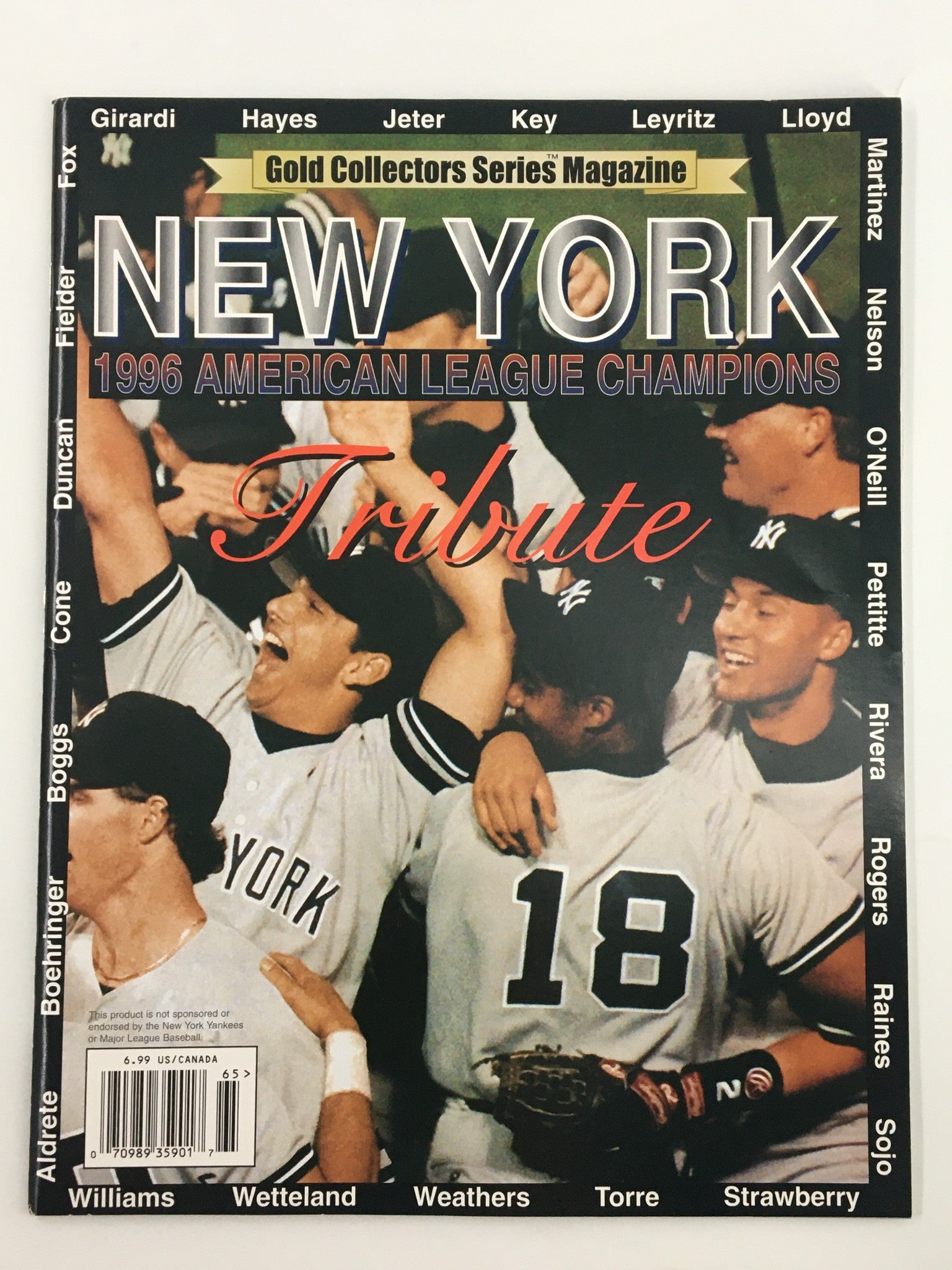 1996 Gold Collectors Series Magazine Derek Jeter, Gerald Williams No Label