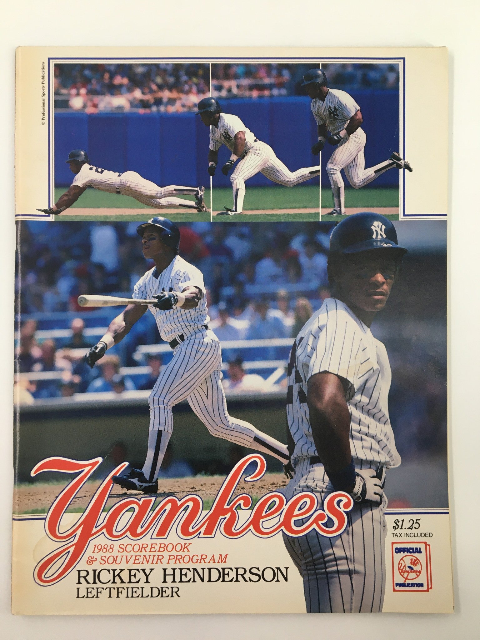 1988 New York Yankees Scorebook & Souvenir Program Rickey Henderson No Label