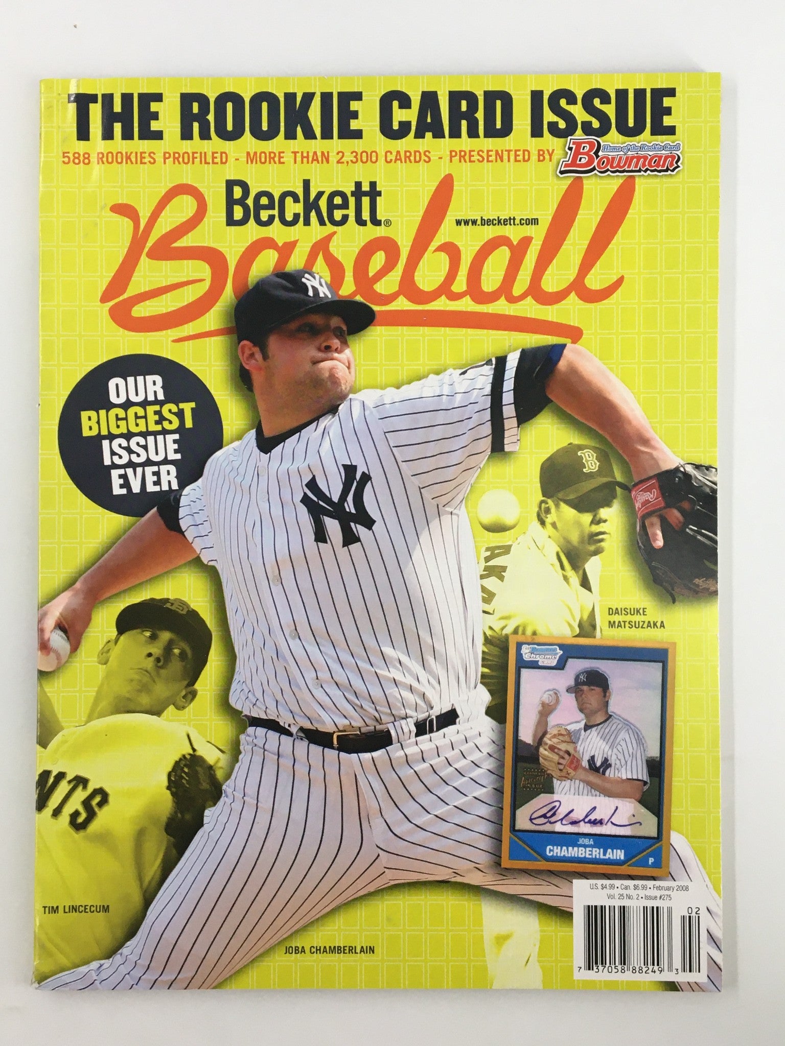 Beckett Baseball Card Monthly February 2008 #275 Joba Chamberlain No Label